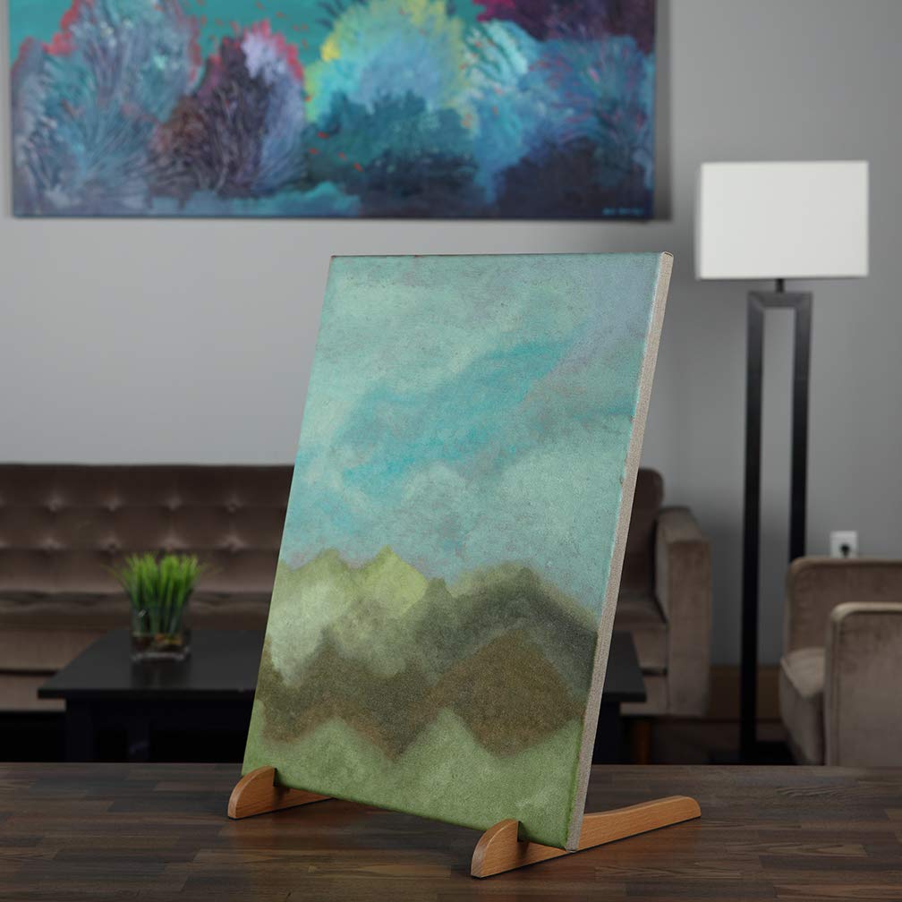 Creative Mark The Original Overby Tabletop Painting Easel, Portable Compact Easy Carry, Hold & Display Stretched Canvas Stable, 12" Inches, Natural Wood