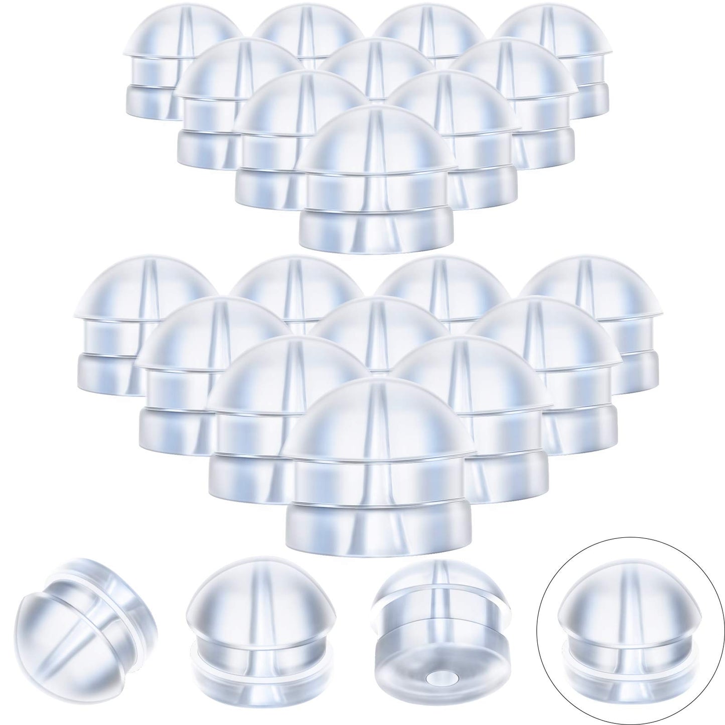 100 Pieces Clear Earring Backs Hamburger Shaped Safety Backs Secure Locking Silicone Earring Backs Stopper for Jewelry Accessories Supplies, 2 Sizes