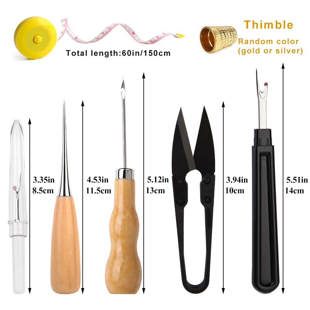 BAGERLA Upholstery Repair Sewing Kit Heavy Duty Sewing Kit with Awl Tools, Seam Ripper, Hand Stitching Needles, Upholstery Thread, Leather Craft Tool for Shoes Sofa Tent Carpet Craft DIY