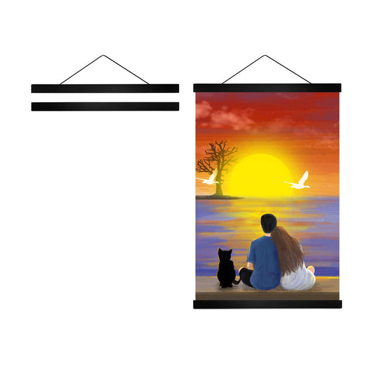 12 inch Wide Magnetic Poster Hanger Frame, 12x18 12x16 12x24 Wood Frame for Posters, Prints, Photos, Pictures, Maps, Scrolls, and Artwork - Wall Hanging Wooden Frame