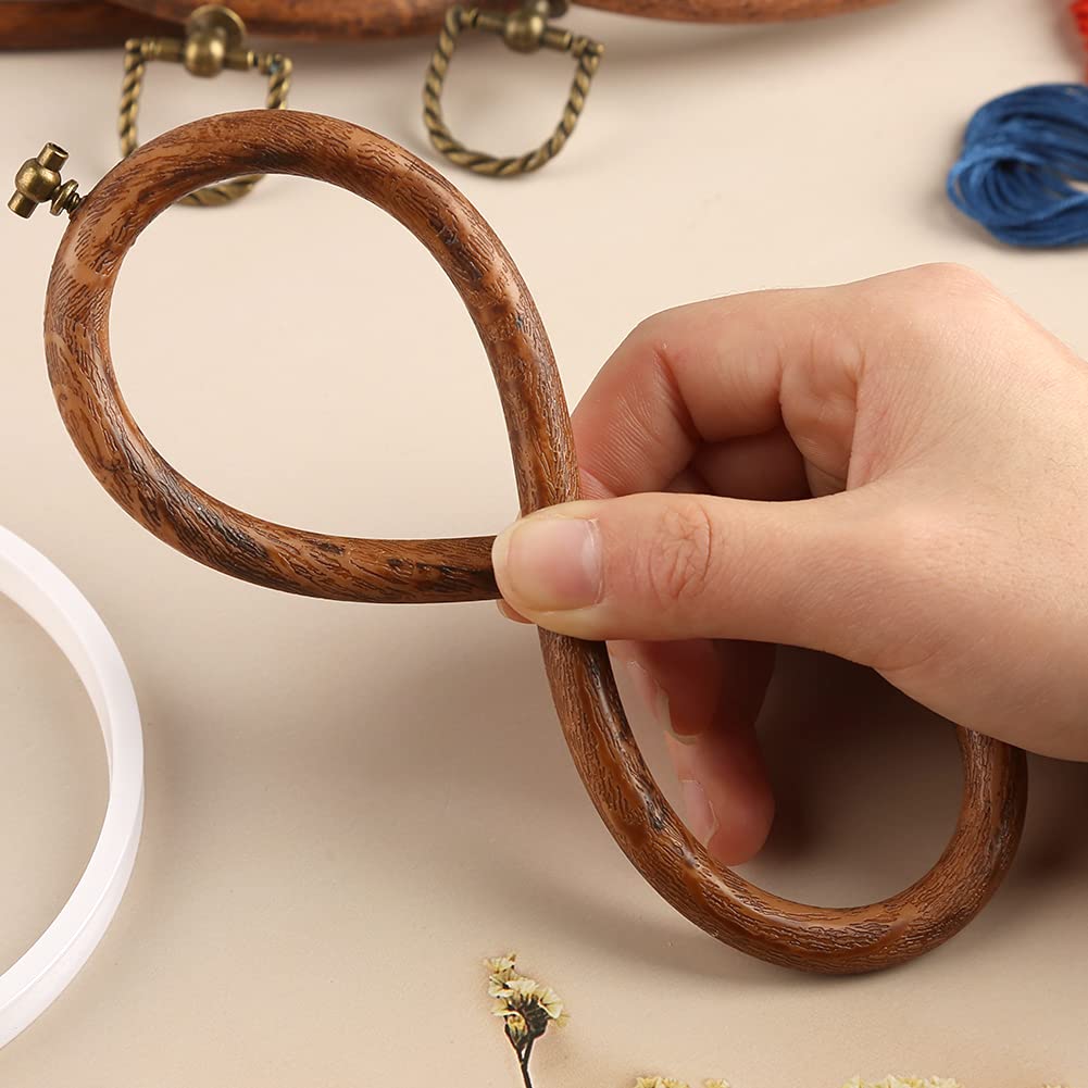 Jupean Embroidery Hoop, 4 Pack Oval Embroidery Hoop, Imitated Wood Display Frame with 30 Pieces Embroidery Needles, Embroidery Frame and Cross Stitch Hoop for Art Craft Sewing and Wall Hanging
