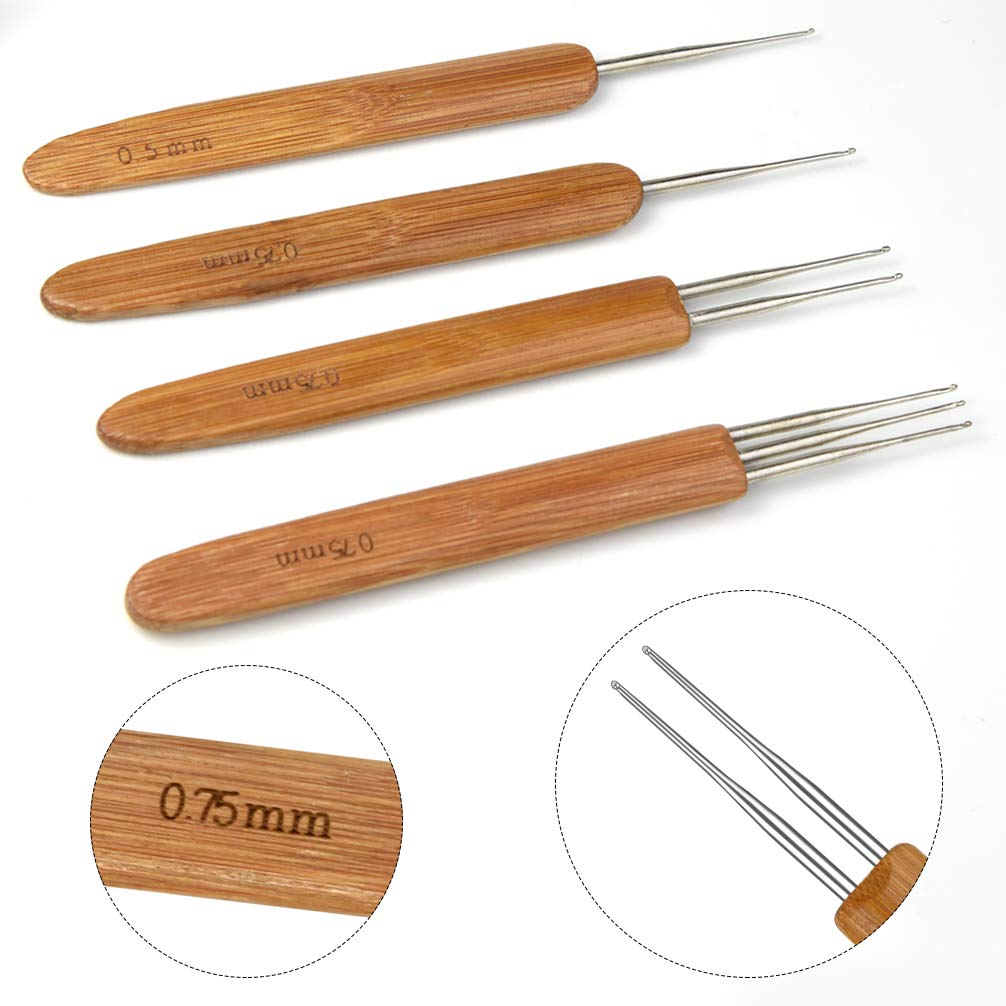 7 Pieces Dreadlock Crochet Hook Include Dreadlocks Crochet Hair Weaving Needle Tool 2 Pieces 1 Hook + 1 Pieces 2 Hooks + 1 Pieces 3 Hooks + 3 Pieces Hair Braid Craft Locking