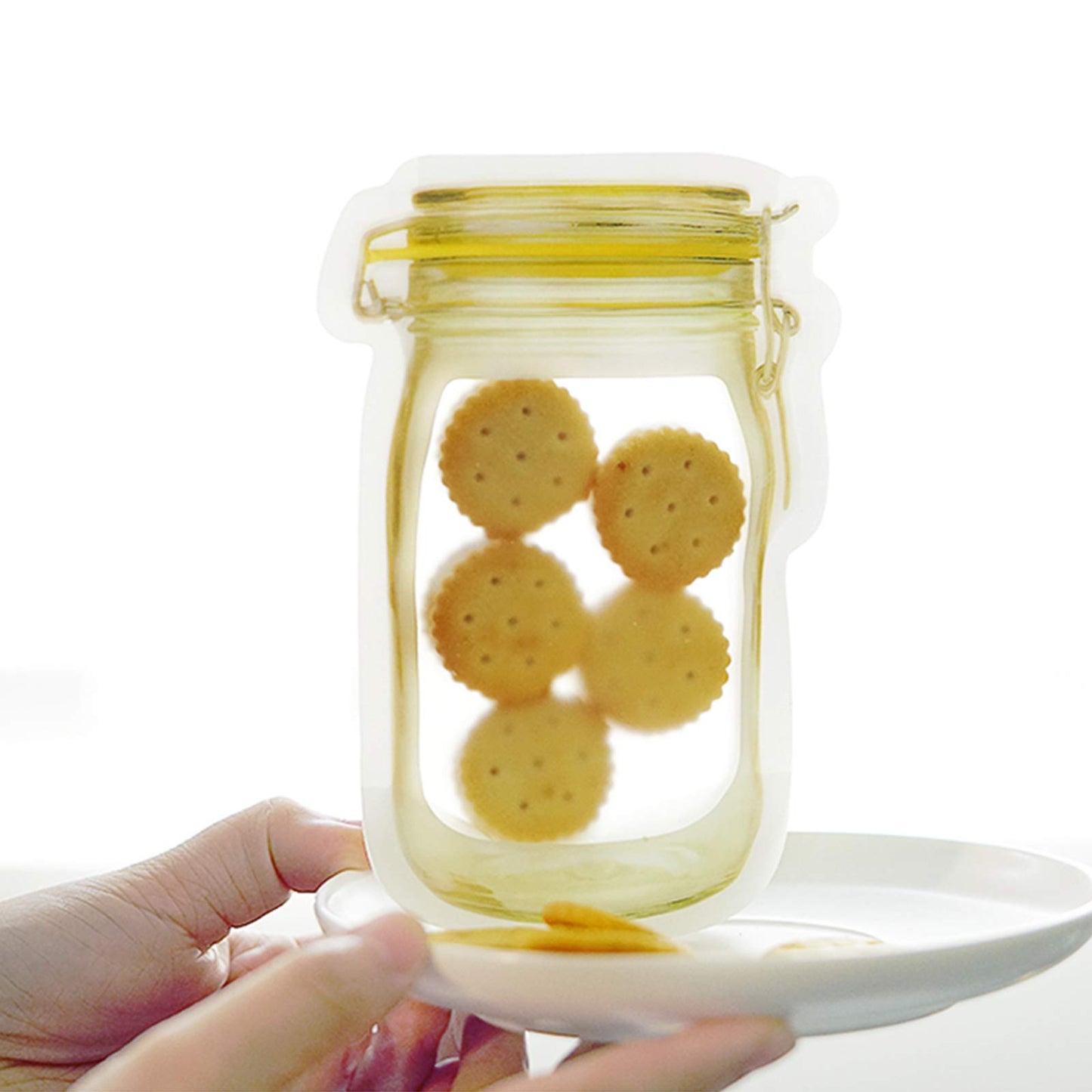 Mason Jar Bags Yellow, 20 Pcs Reusable Airtight Seal Food Storage Bags Leak-Proof Saver Bags for Travel Camping