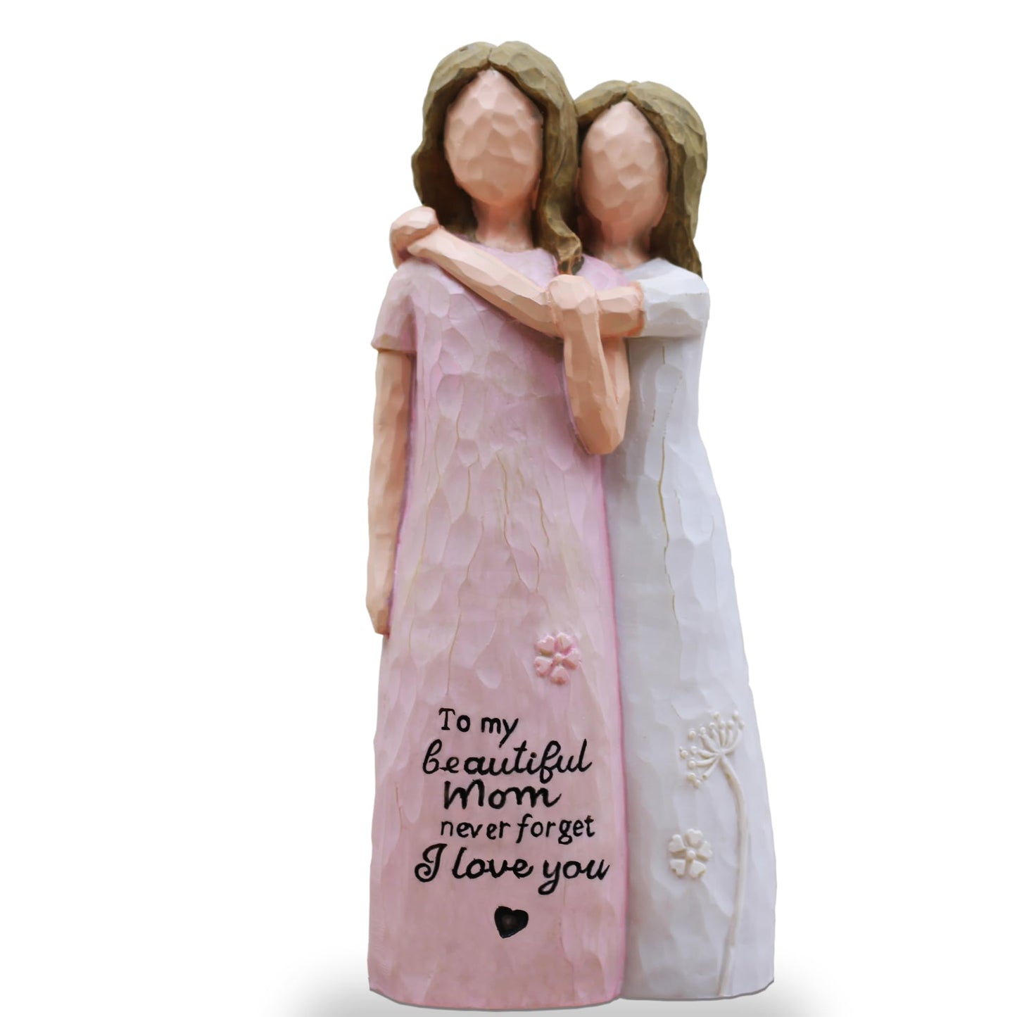 AcowSpt Mother Daughter Gift, Birthday Gifts for Mom from Daughter, Sculpted Hand-Painted Figurine (Pink)