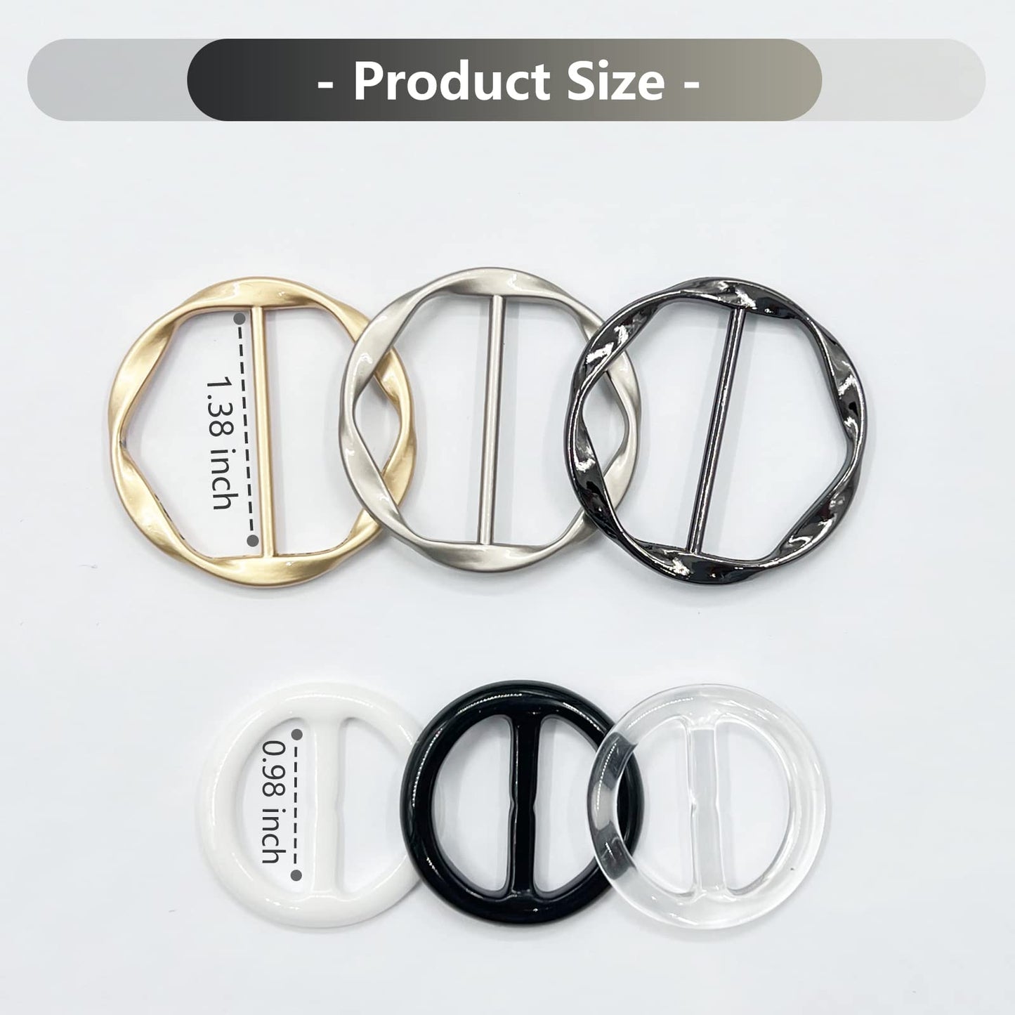 6 PCS Shirt Ties Clips for Women to Tighten Clothing, Scarf Ring and Slides, T-Shirt Waist Tightener Cincher Knot Clip Rings for Large Long Tee Shirt Tie Up, Circle Belt Buckle