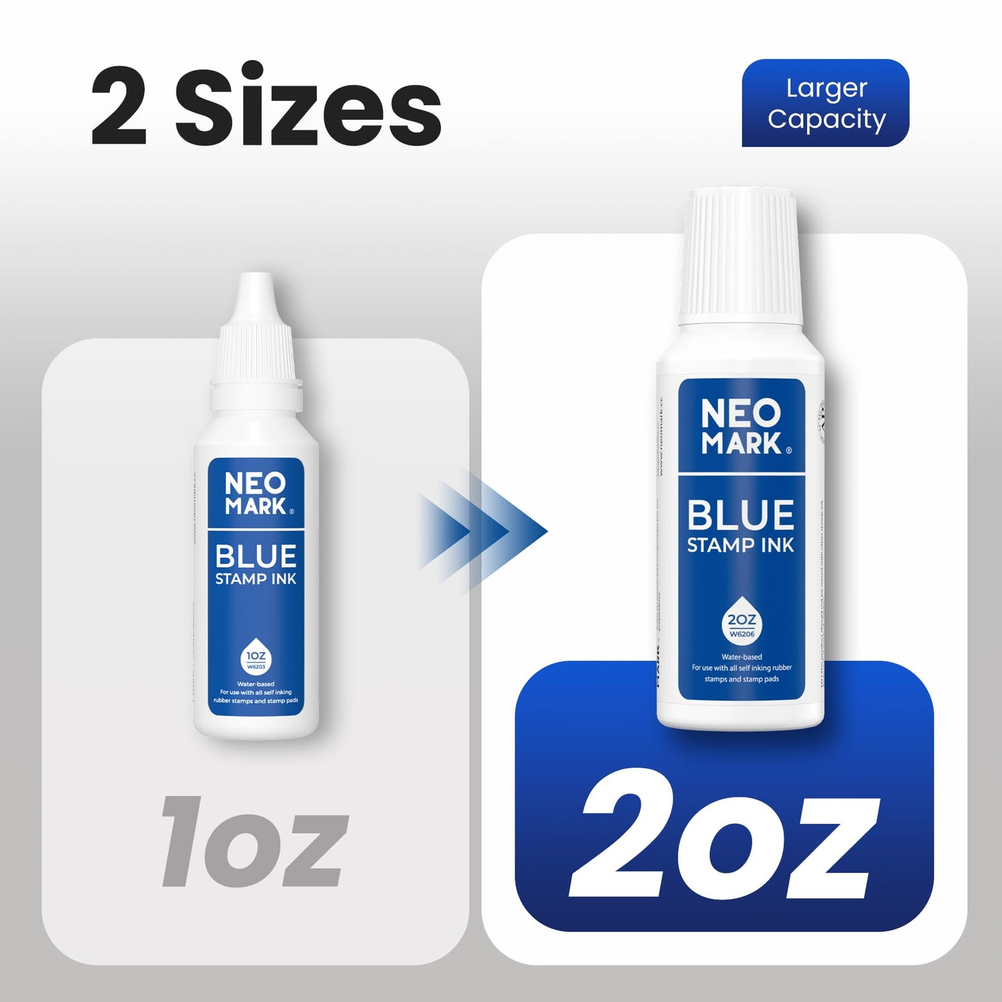 NEO MARK Premium Stamp Ink, Quick-Drying & AP-Certified Non-Toxic Refill Ink for Self-Inking Stamps, Date Stamps and Stamp Pads (Blue, 2oz)