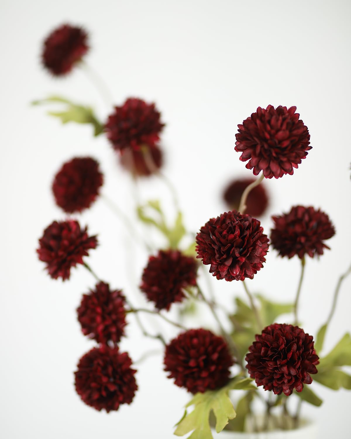 DuHouse 9pcs Artificial Flowers Faux Silk Pompon Mum,Silk Small Mini Chrysanthemum Ball with Stems for DIY Wedding Bouquets Centerpieces Vase Home Table Kitchen Decorations(Burgundy)