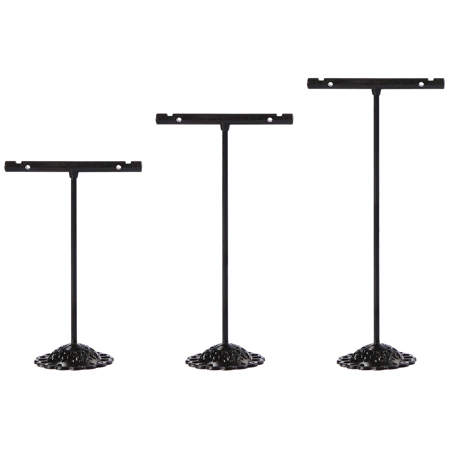 AUTODECO Black Earring T Shape Stand Detachable Metal Earring Display Storage Rack for Photography Jewelry Props Show Closet Retail Store Display 3 Pcs, T Shape