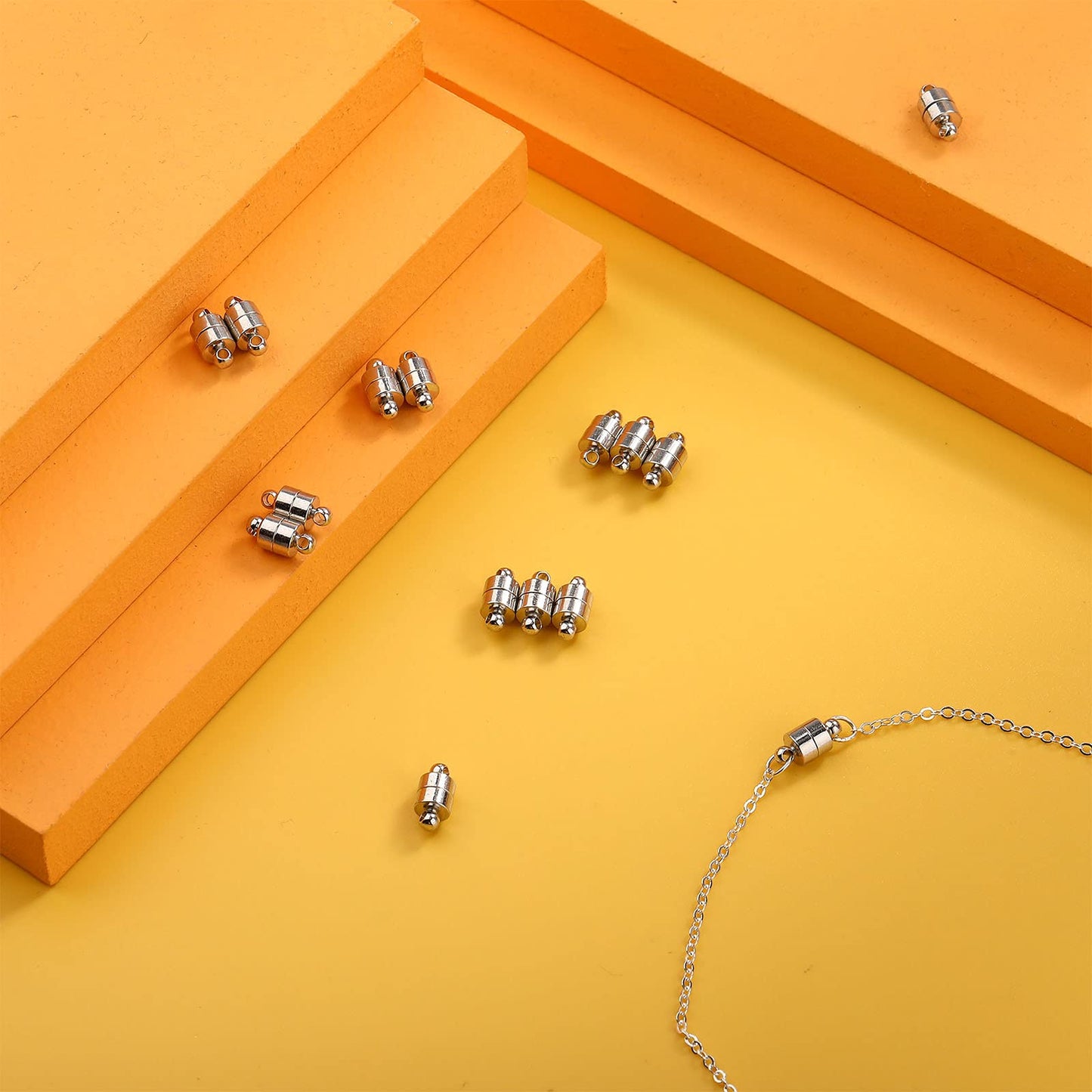 24 Pairs Magnetic Necklace Bracelet Clasps Magnet Converter Jewelry Extenders Locking Clasps for Bracelet Necklace Making(Gold, Silver)