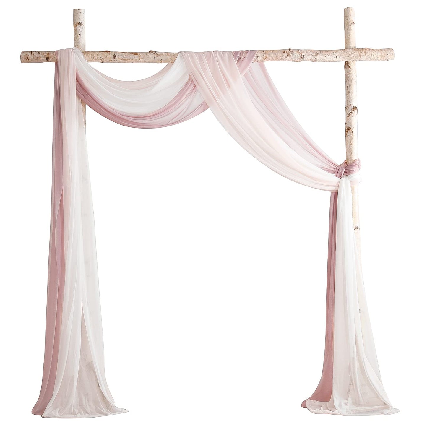 Wedding Arch Draping Fabric 3 Panels 20Ft Chiffon Fabric Drapes Arbor Drapery Wedding Ceremony Reception Swag Decorations (Dusty Rose +Blush +White)