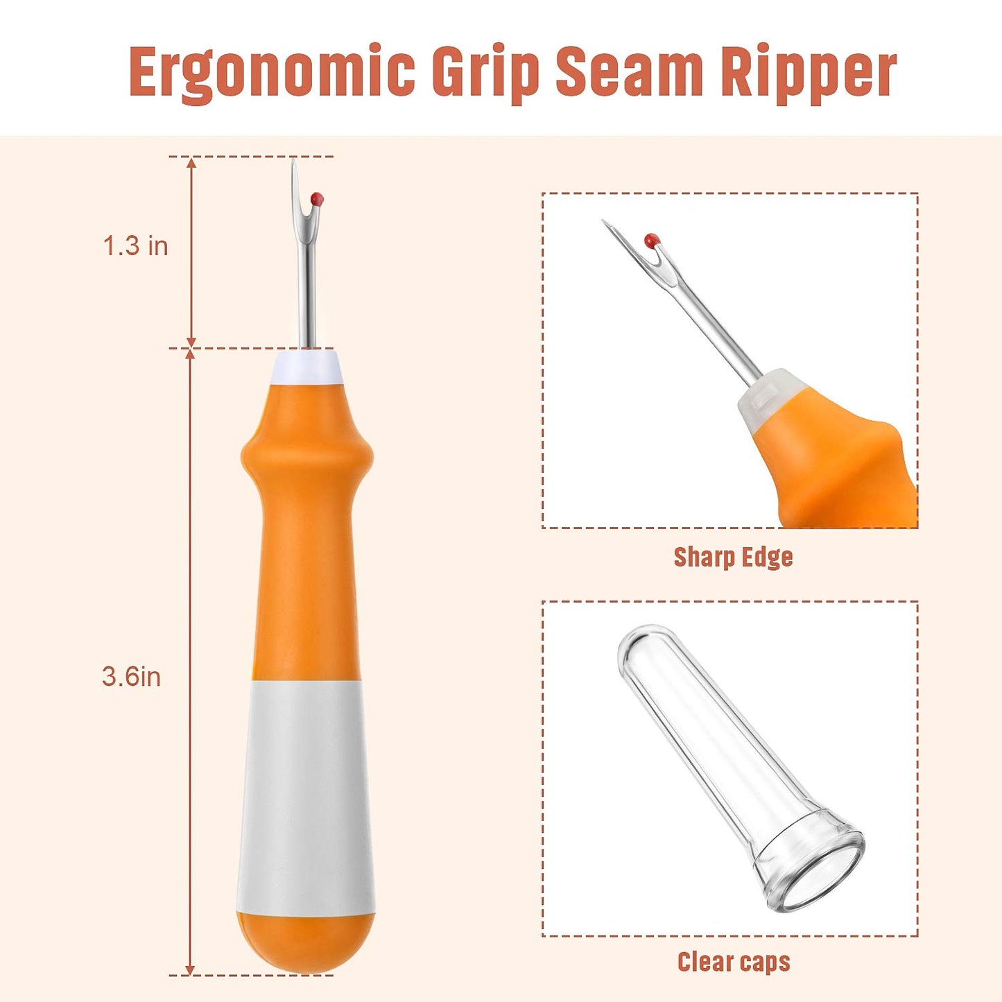 Mudder 5 Pieces Seam Ripper for Sewing Ergonomic Seam Ripper Colorful Large Thread Remover Stitch Tool Handy Thread Picker for Sewing Crafting Embroidery Removal Tool, 5 Colors