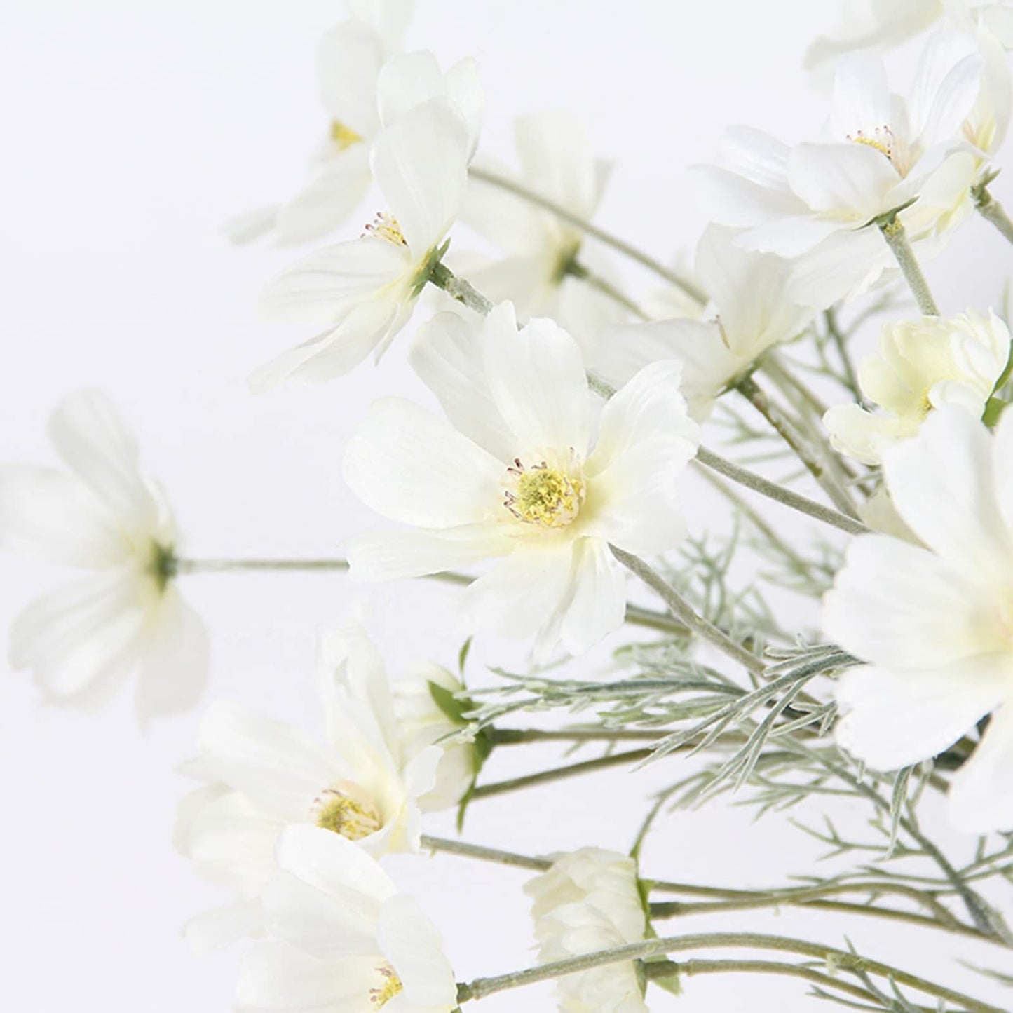 2 Pcs Artificial Fake Flowers Plants Cosmos Silk Flower Arrangements Wedding Bouquets Decorations Plastic Floral Table Centerpieces for Home Kitchen Garden Party Decor Approx 23.6'' High - White