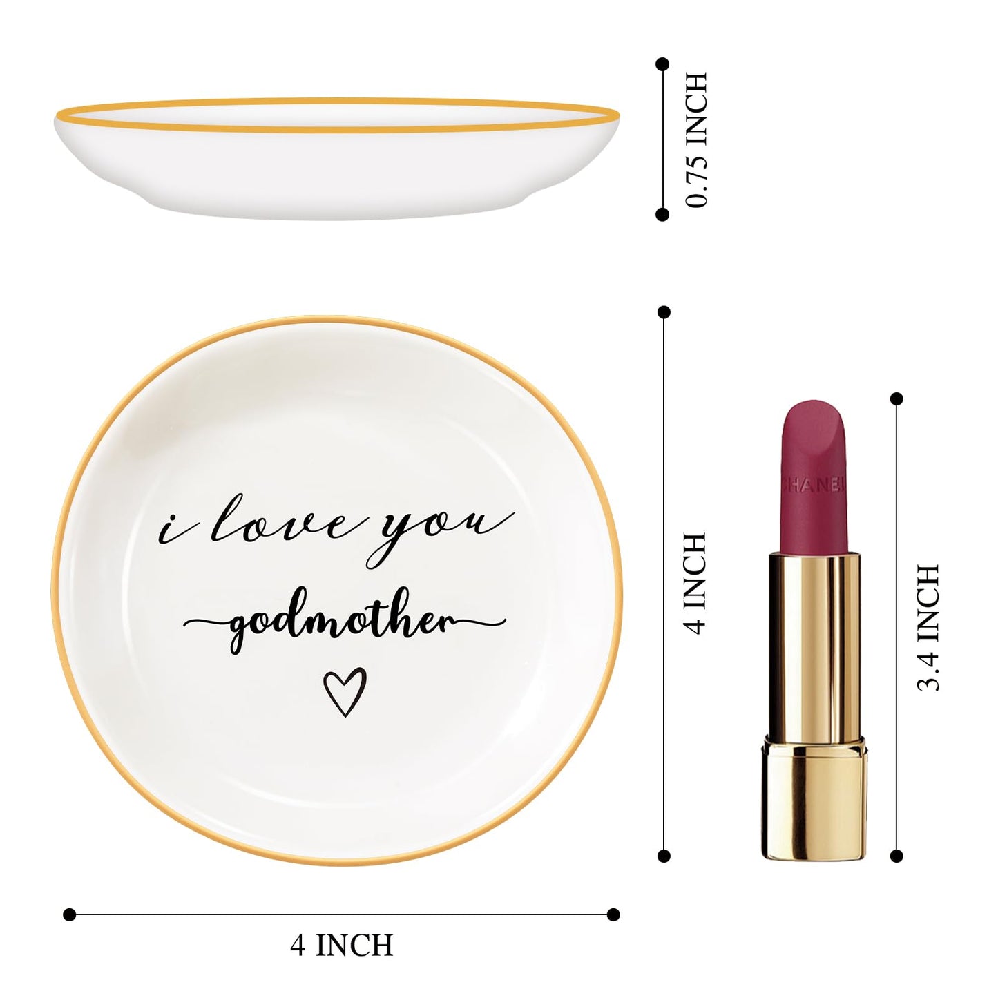 PUDDING CABIN Godmother Gifts: I Love You Ring Dish for Godmother Proposal, Birthday, Mother's Day, Christmas & Wedding