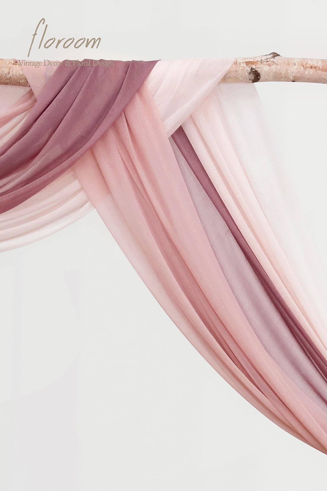 Wedding Arch Draping Fabric 3 Panels 20Ft Chiffon Fabric Drapes Arbor Drapery Wedding Ceremony Reception Swag Decorations (Mauve +Dusty Rose +Blush)
