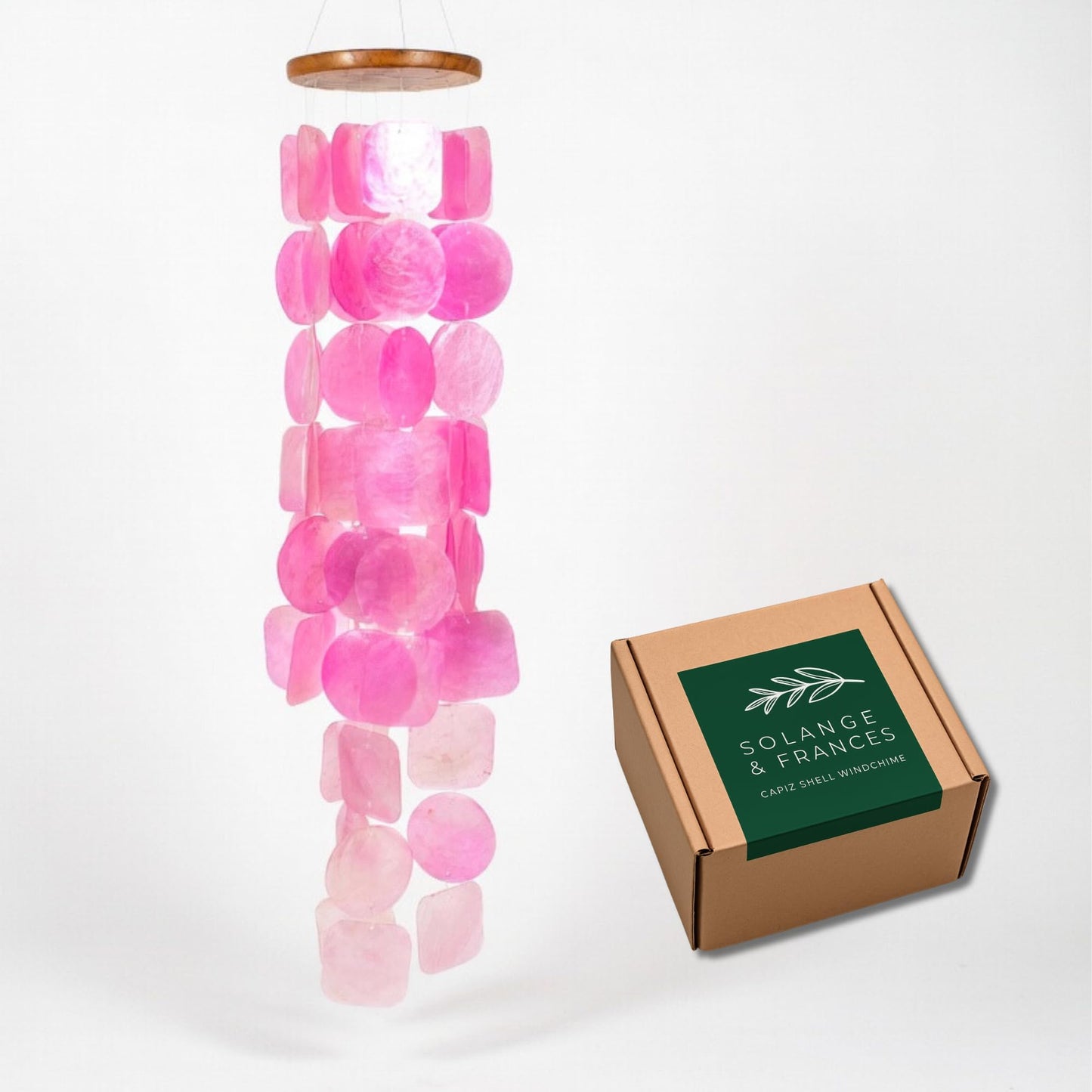 Solange & Frances Pink Capiz Shells Wind Chimes. Spring Decor Wind Chimes for Outside Garden Decor. Unique Birthday Gifts for Women, Gift for Women Ideas