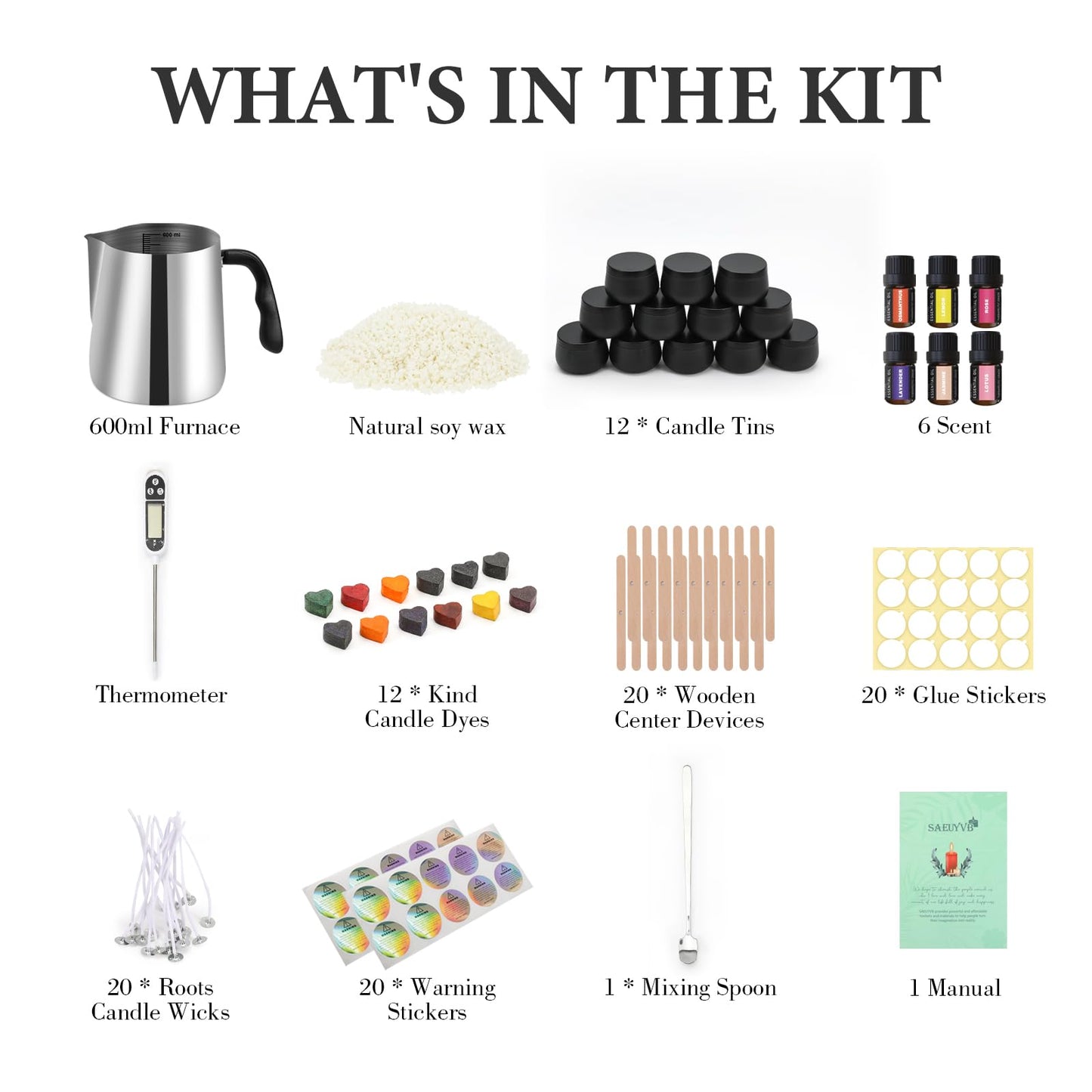 Candle Making Kit for Adults - Full Set Candle Making Supplies - Soy Candle Kit - DIY Starter Scented Soy Candle Making Kit - Perfect Decoration for Family Life