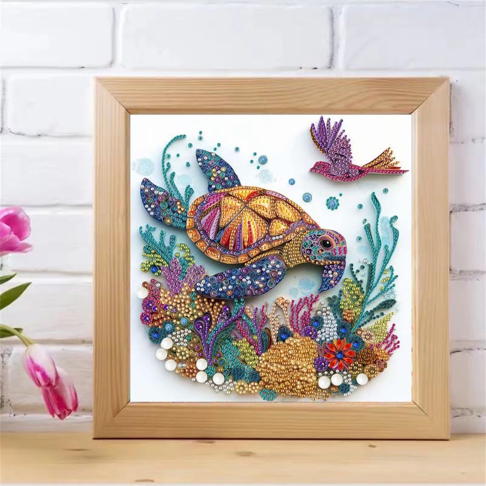 ZQEATRY Sea Turtle Diamond Painting Kits for Adults,5D Special Shape Diamond Art Kits for Adults Beginners,DIY Crystal Rhinestones Diamond Dots with Gem Art Kits,Home Wall Decor 12 X 12 inch