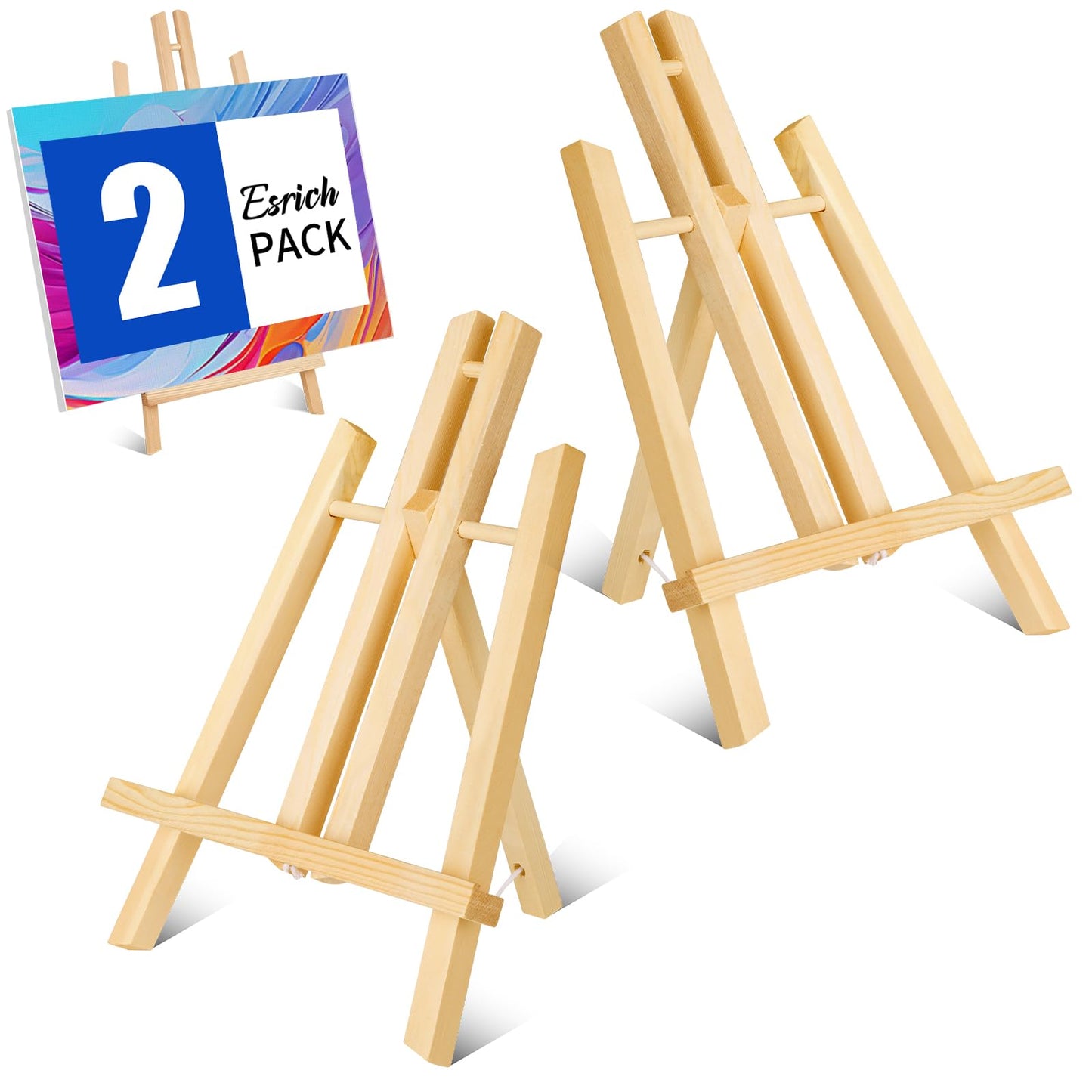 2 Pack 11.8" Wood Easels,Tabletop Easel for Painting,Painting Party, Displaying Canvases, Kids Student Table School Desktop, Portable Canvas Photo Picture Sign Holder