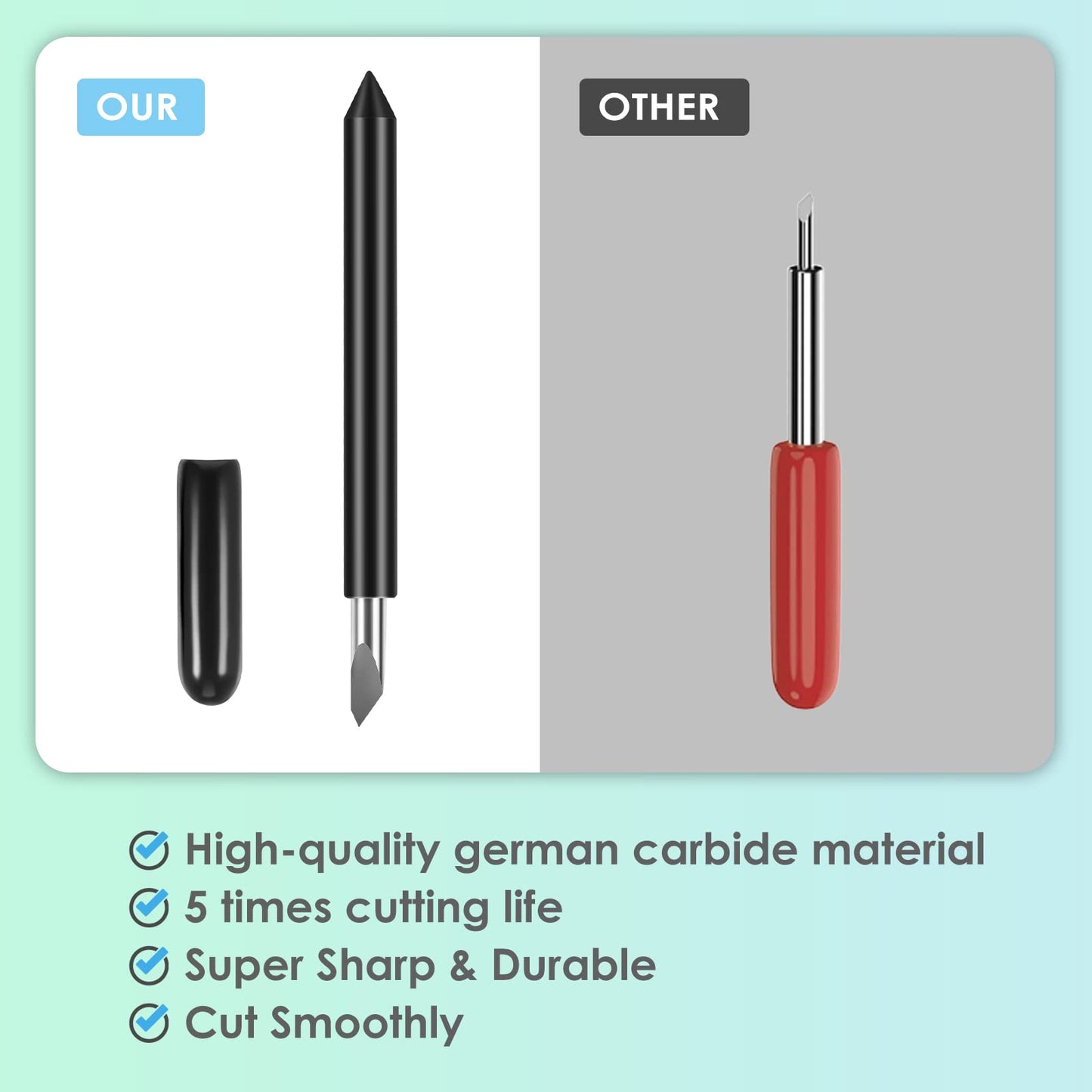 10PCS Deep Point Cutting Blades Compatible with Maker/Maker 3/Explore Air/Air 2/Explore Air 3 Cutting Machines Replacement Blades for Glitter Vinyl, Cardstock, Faux Leather, Adhesive Foil, Vellum