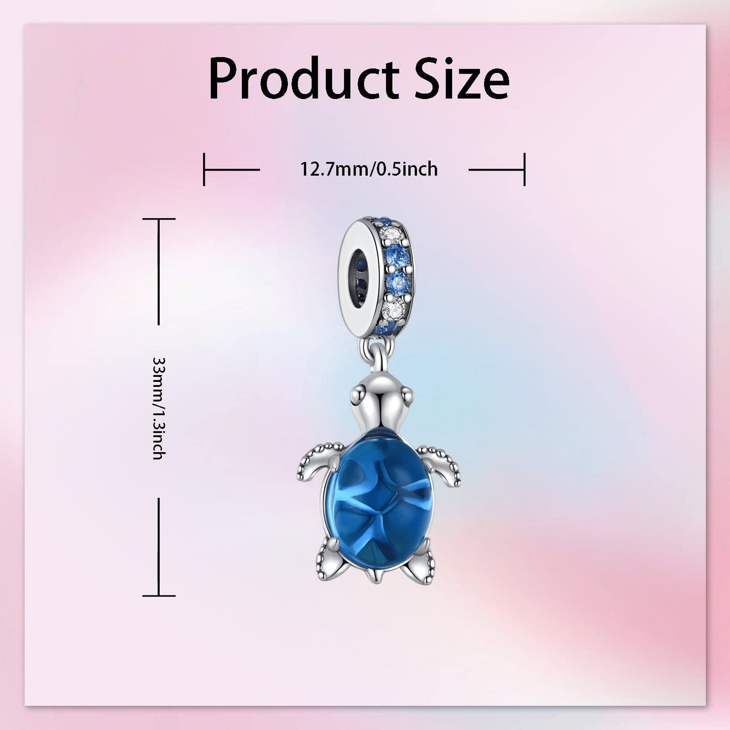 Alstade Blue Cute Sea Turtle Dangle Charm 925 Sterling Silver Charms fits Bracelets and Necklace Pendant Bead Charms Jewelry Present for Women Family Friends