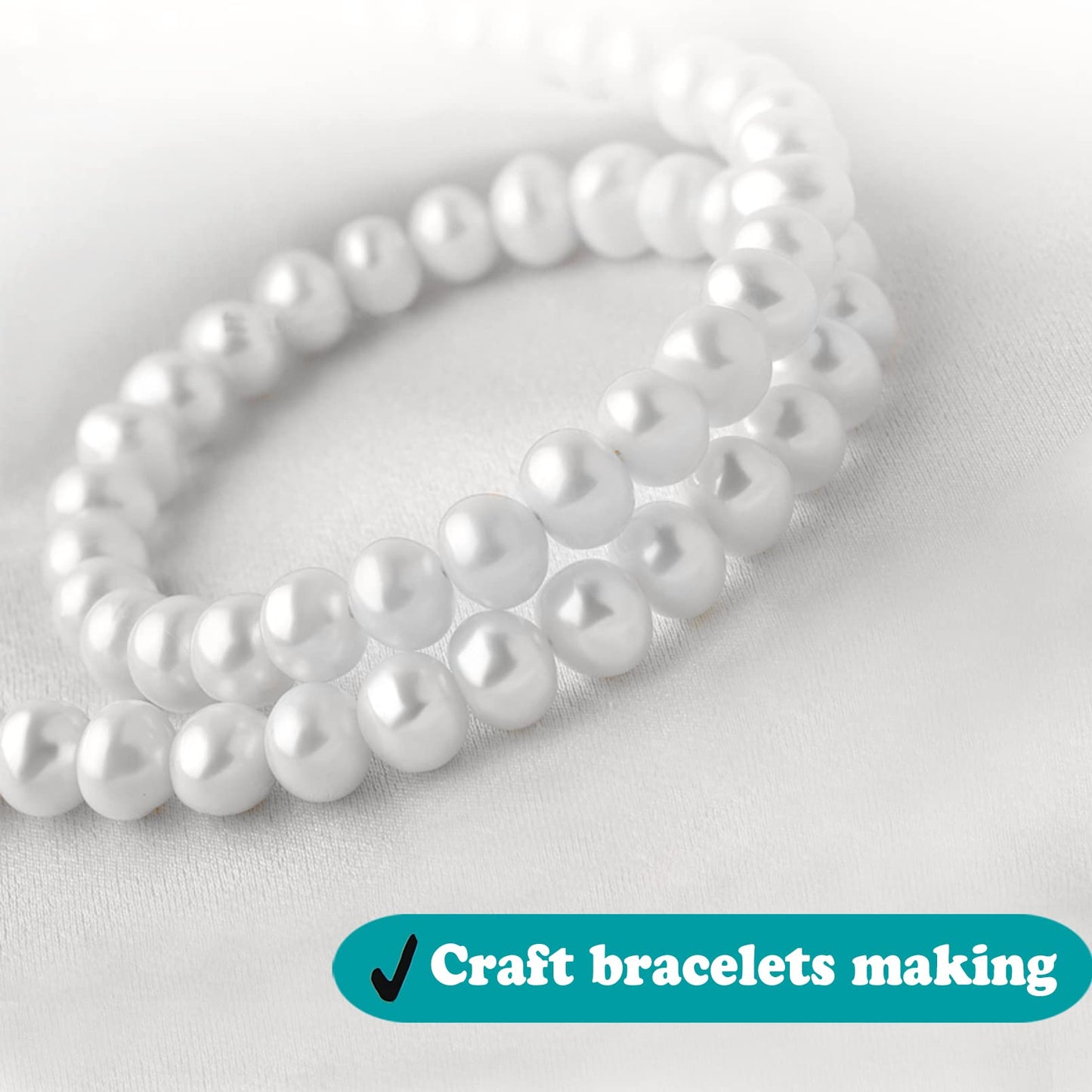 HILELIFE Pearl Beads for Jewelry Making - 1000 PCS 8mm White Pearls for Jewelry Making, Pearls for Crafts, Round Loose Pearls Beads with Hole for Necklaces Bracelets Earrings Choker Making