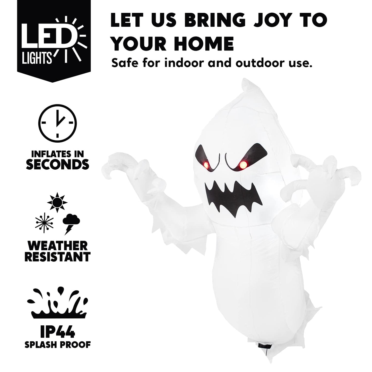 Joiedomi 4.5 FT Halloween Inflatable Ghost with Build-in LEDs, Blow Up Flying Ghost Broke Out from Window for Halloweeen Window Decorations, Yard, Garden, Lawn Decoration