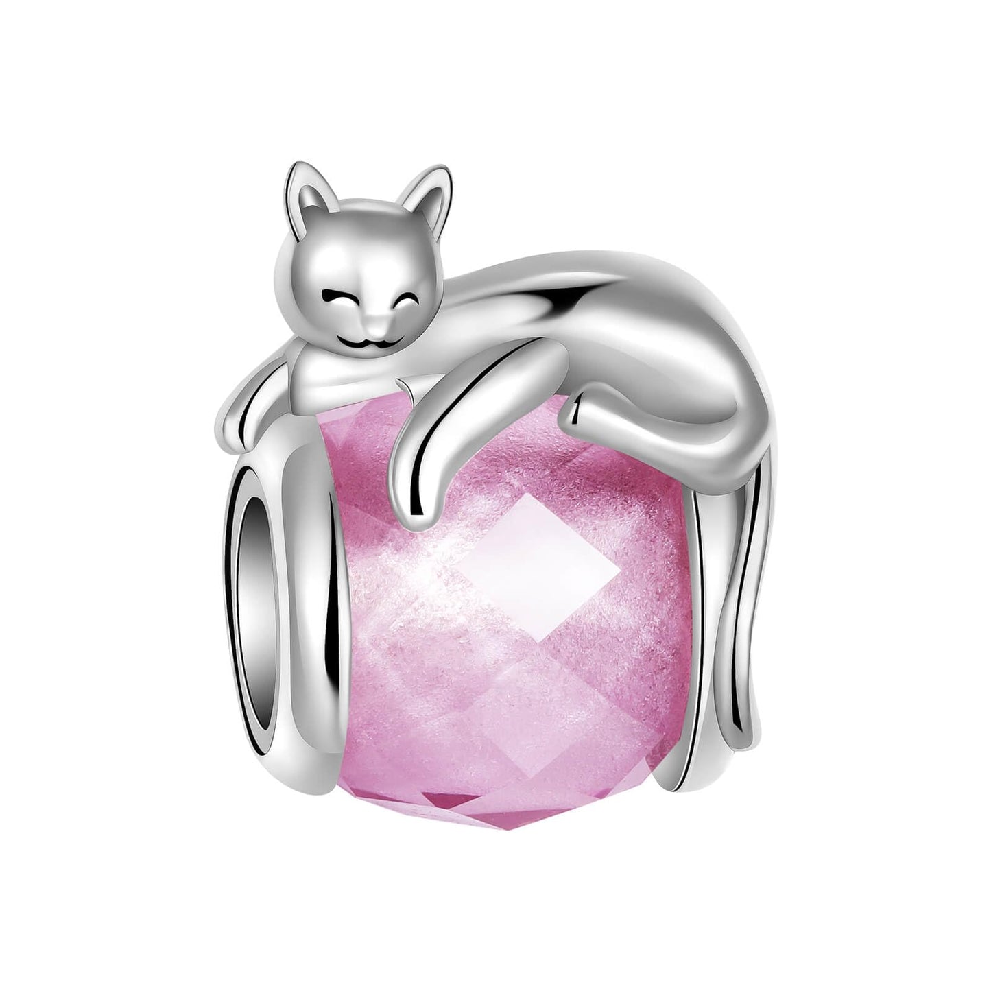 LUXILLA Cat Charm 925 Sterling Silver Fits Bracelets Necklace Pendant Bead Charms Jewelry Gift for Women Family Friends
