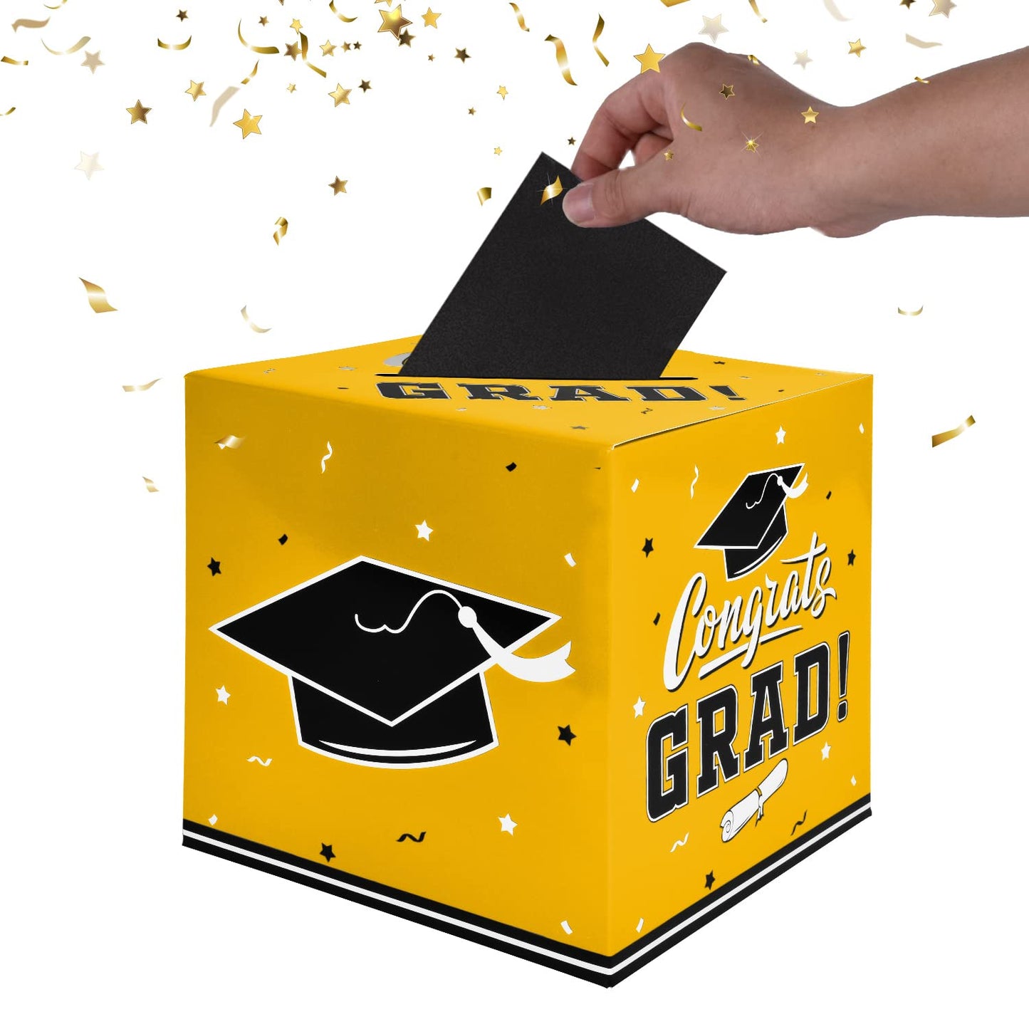 Gatherfun Graduation Decorations - Graduation Card Box, Party Favors, Yellow