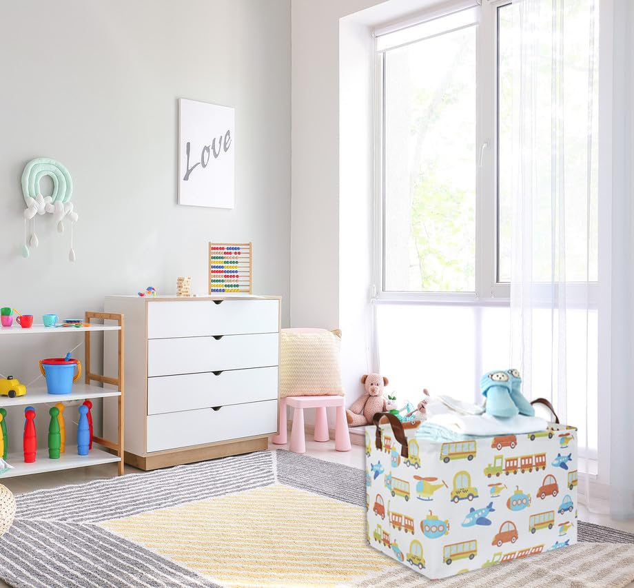 Car Kids Storage Basket Baby Boy Girls Basket Gift Basket Empty Cute Storage Bin Organizer Boxes Kids Toy Basket Rectangular Car Room Decor Book Shelf Basket (Car)