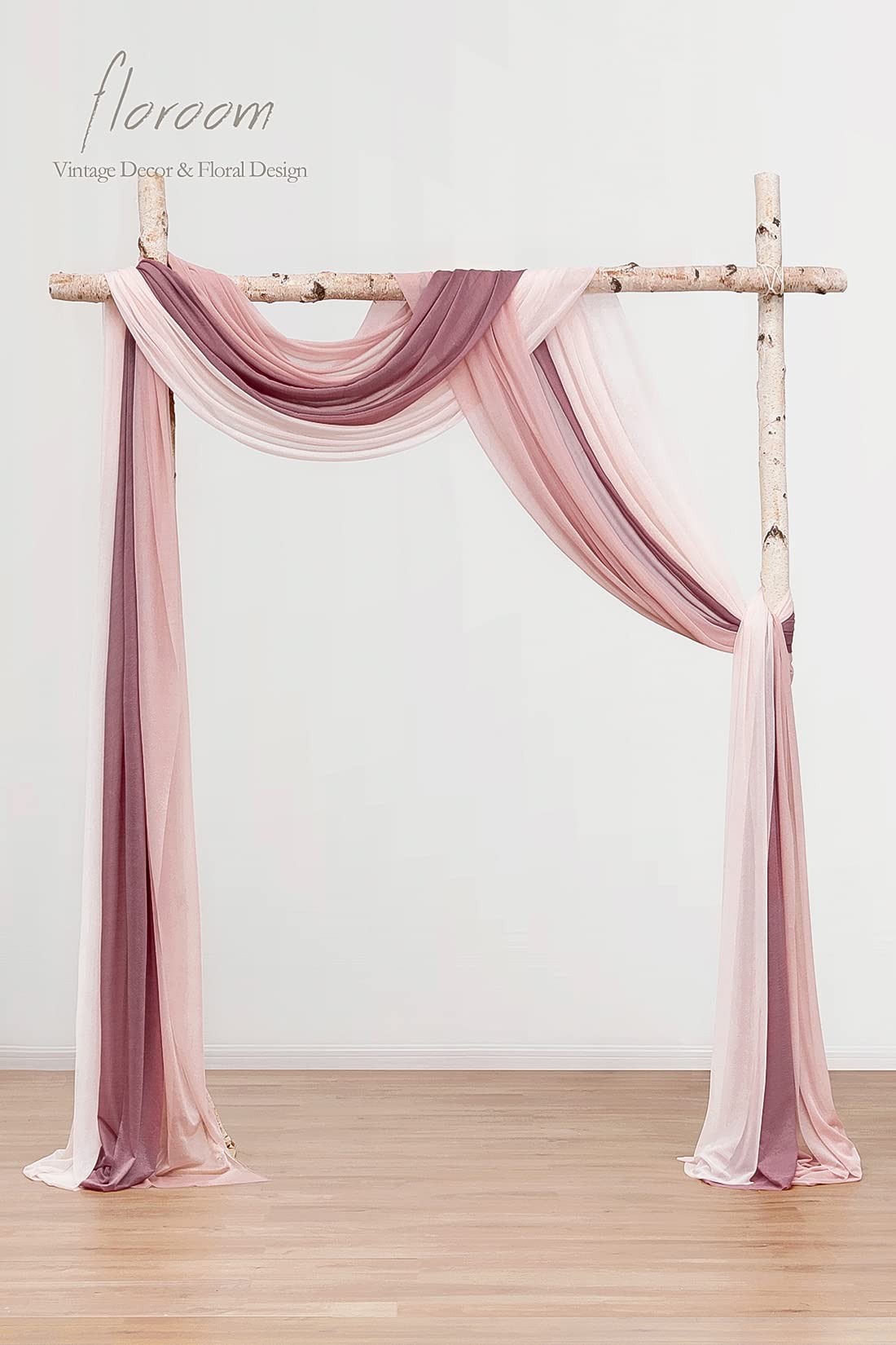 Wedding Arch Draping Fabric 3 Panels 20Ft Chiffon Fabric Drapes Arbor Drapery Wedding Ceremony Reception Swag Decorations (Mauve +Dusty Rose +Blush)