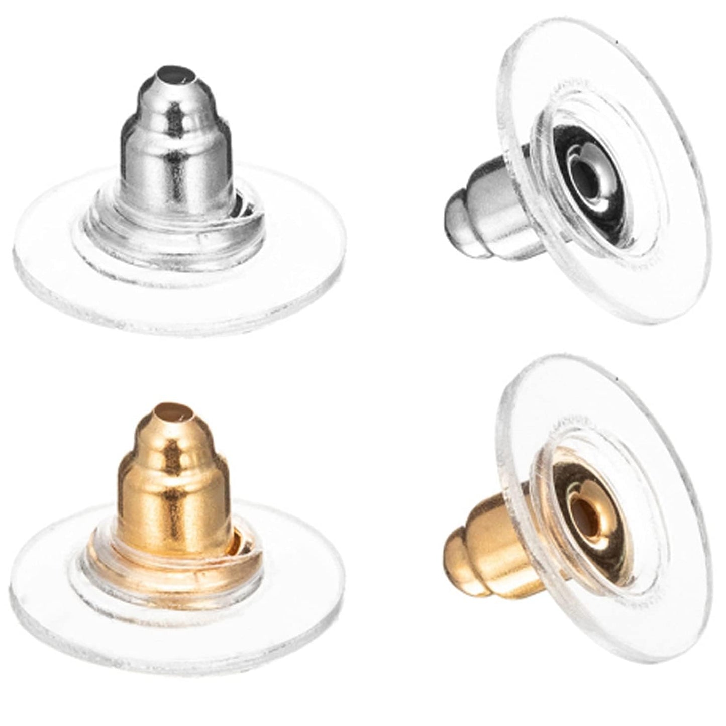 DSOMHZ 100pcs Fishhook Earring Backs - Bullet Clutch Back Earrings (Silver & Gold)