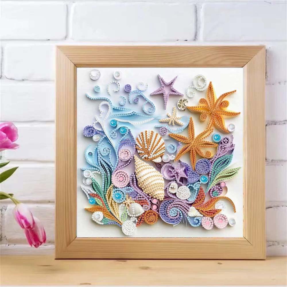 ZQEATRY Shell Starfish Diamond Art Kits for Adults,DIY Specail Shape Diamond Painting Kit for Adult Beginners, 5D Diamond Painting Crystal Rhinestones Art, Home Wall Decor 12 x 12inch