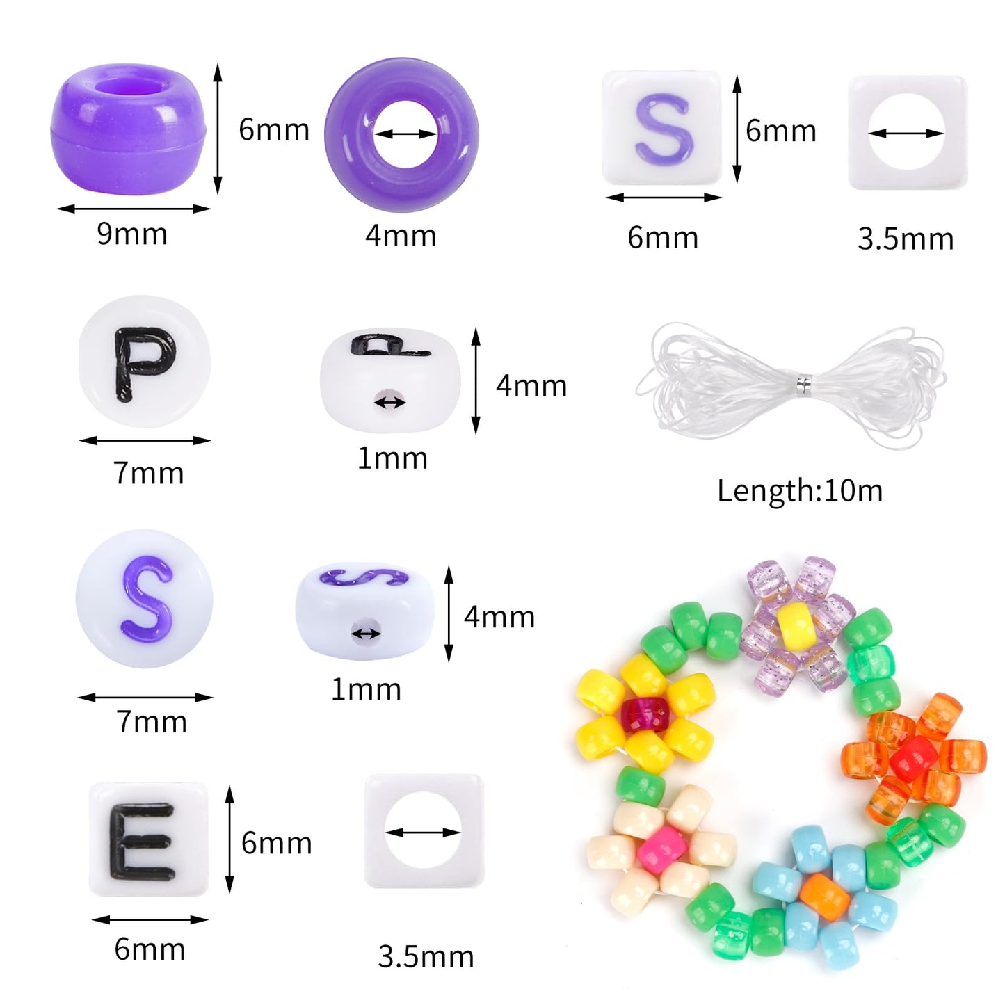 QUEFE 5 Boxes Bracelet Making Kit 120 Colors Pony Beads Kandi Beads Kit 4700pcs Kandi Starter Kit Rave Beads Friendship Bracelets with Letter Bead Pony Beads Kit for Beginners