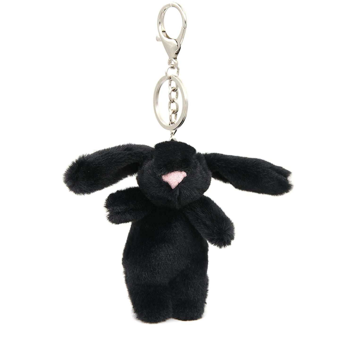 Miokkley Cute Bunny Plush Keychain for Backpack, 3.5" Inch Mini Rabbit Keychain Purse Charm Pendant Gift for Women (Black)