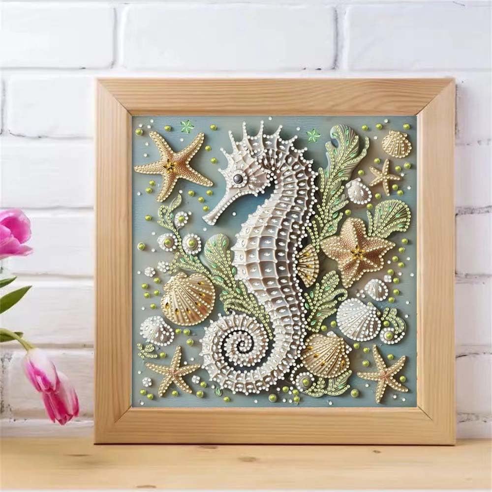 ZQEATRY 5D Special Shape Diamond Art Kits for Adults,Animal Seahorse Diamond Painting Kits for Beginners,DIY Gem Art Crystal Rhinestones Painting Kits for Home Wall Decor 12×12inch