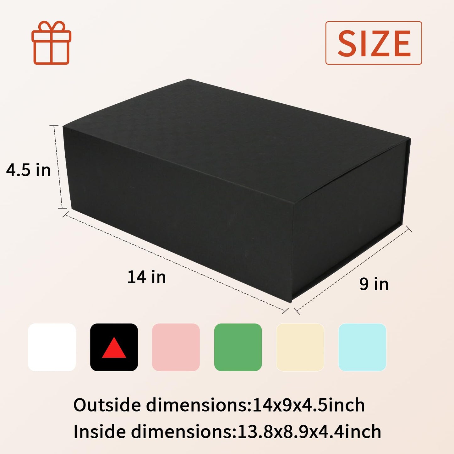Large Black Gift Box14x9x4.5 inches,Gift Boxes with Magnetic Closure Lid,Ribbon and Card,Present Box for Birthady Valentine's Day Mother's Day Christmas,Anniversary