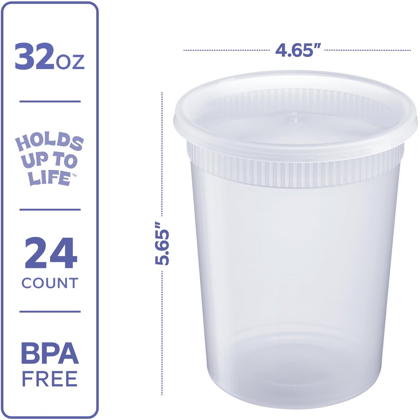 [32 oz. - 24 Count Plastic Deli Containers with Lids - Disposable Food Storage Containers With Airtight Lids, Ideal for Soups, Stews, and Meal Prep