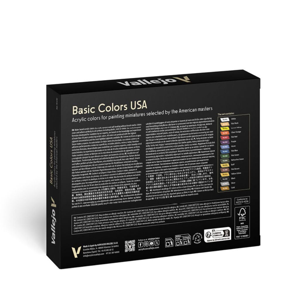 Model Color Basic Colors USA Set | Modeling Acrylic Paints | 16 Bottles x 18 ml (0.60 fl.oz.)