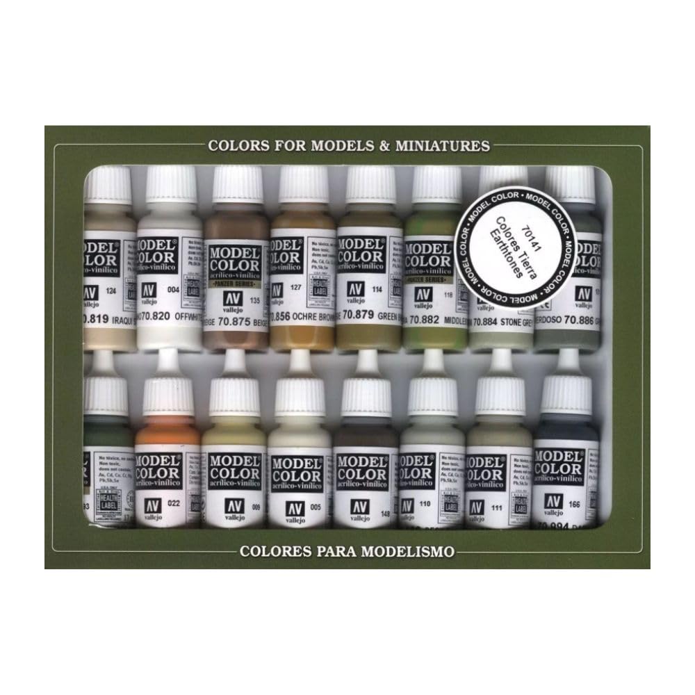 Model Color Effects Earth Tones Set | Modeling Acrylic Paints | 16 bottles x 18 ml (0.60 fl.oz.)
