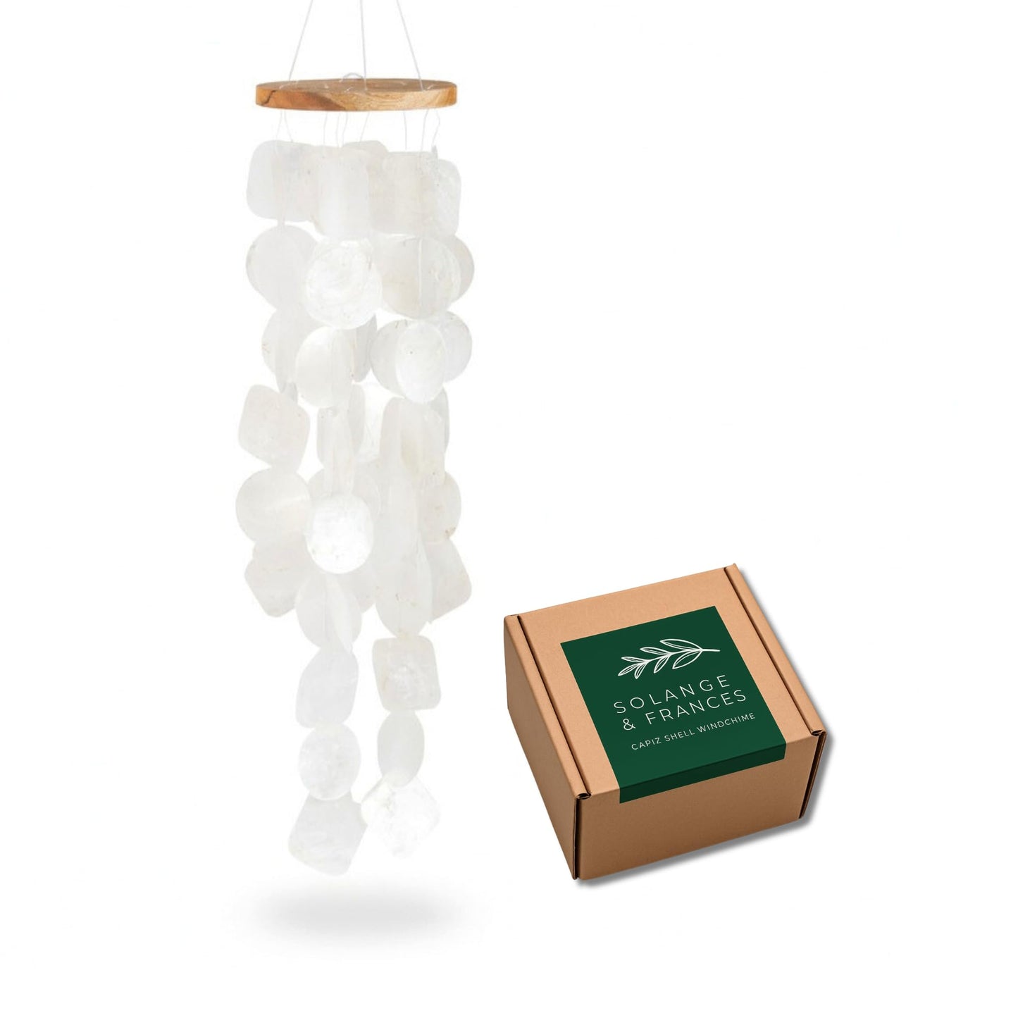 Solange & Frances Natural Capiz Shells Wind Chimes for Outside. Spring Decor Wind Chimes Patio Decor. Unique Gift Ideas for Mom, Birthday Gifts for Women
