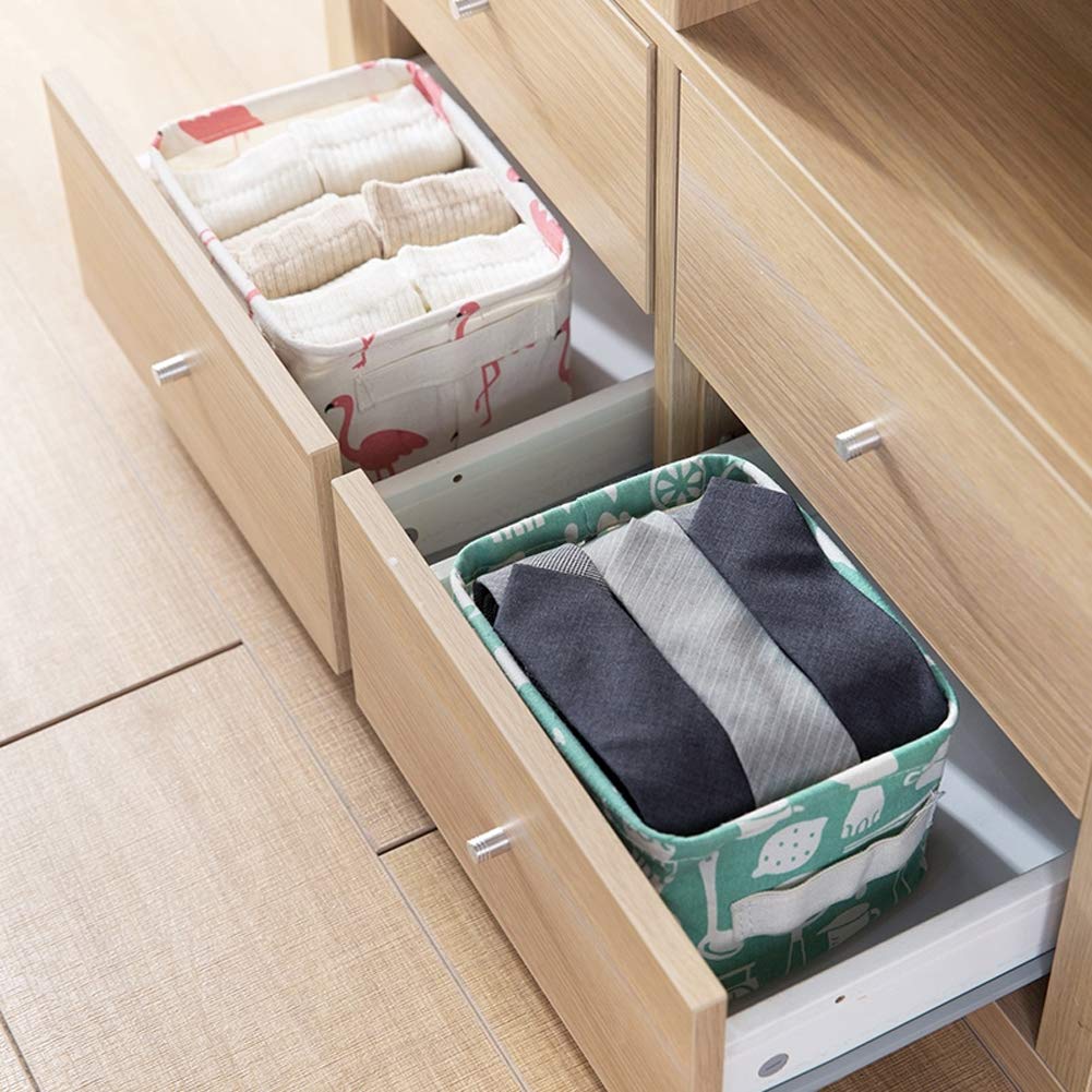 Abgream Foldable Storage Basket - Set of 6 Small Collapsible Canvas Containers Organizers with Handle for Home Decor or Storing Toys, Keys, Sundries, Little Crafts. (Style A)