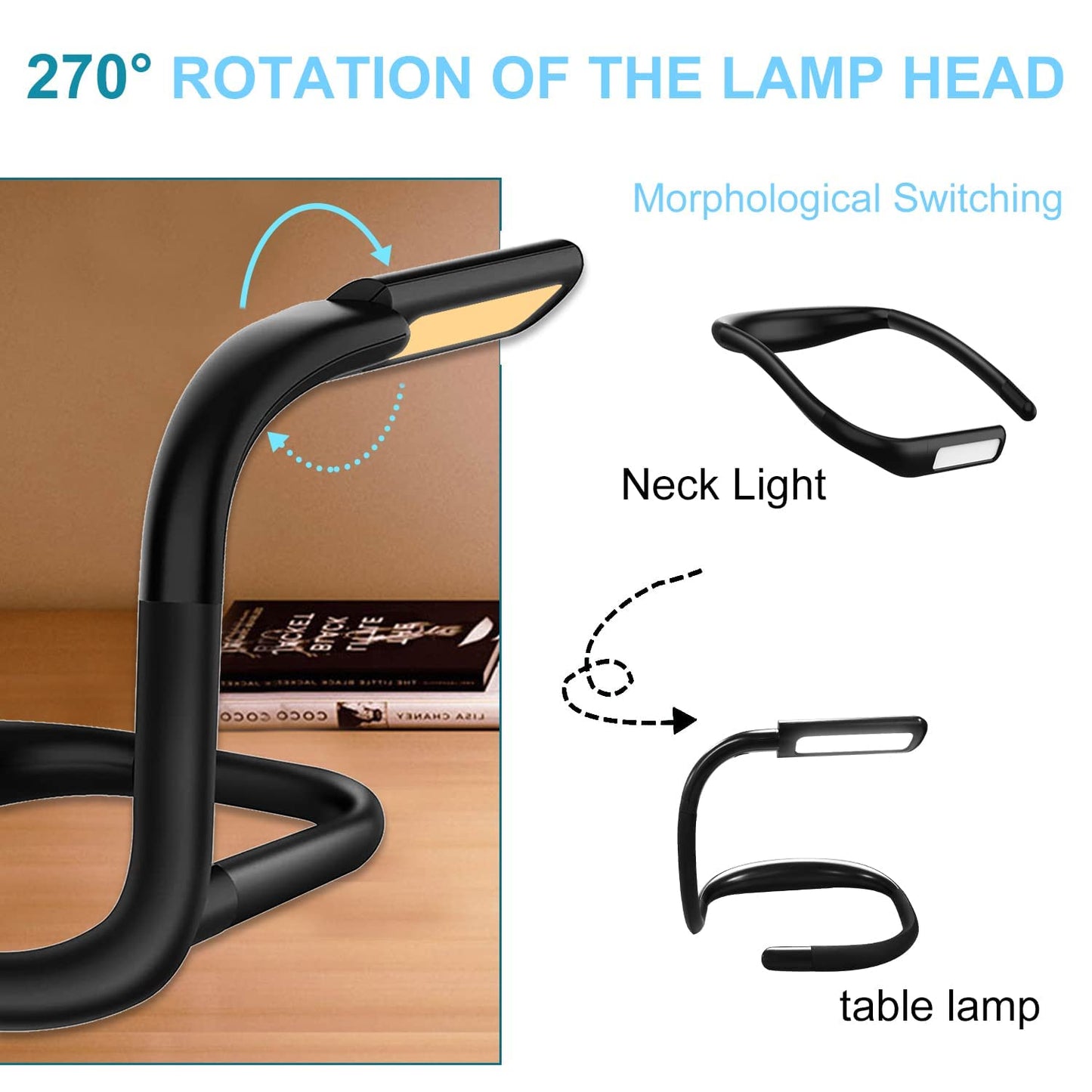 LED Neck Reading Light,Book Light In Bed,Adjustable Brightness Desk Lamp,3 Color with Bendable Arms,Suitable for Repairing,Night Running,Walking,Knitting,Camping (1PCS)