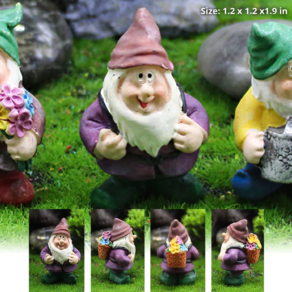 PEATOP Fairy Garden Accessories, Garden Gnome Figurines Set of 7, Miniature Gnome Figurines for Plant Pots Decor, Home Decoration, Fairy Garden