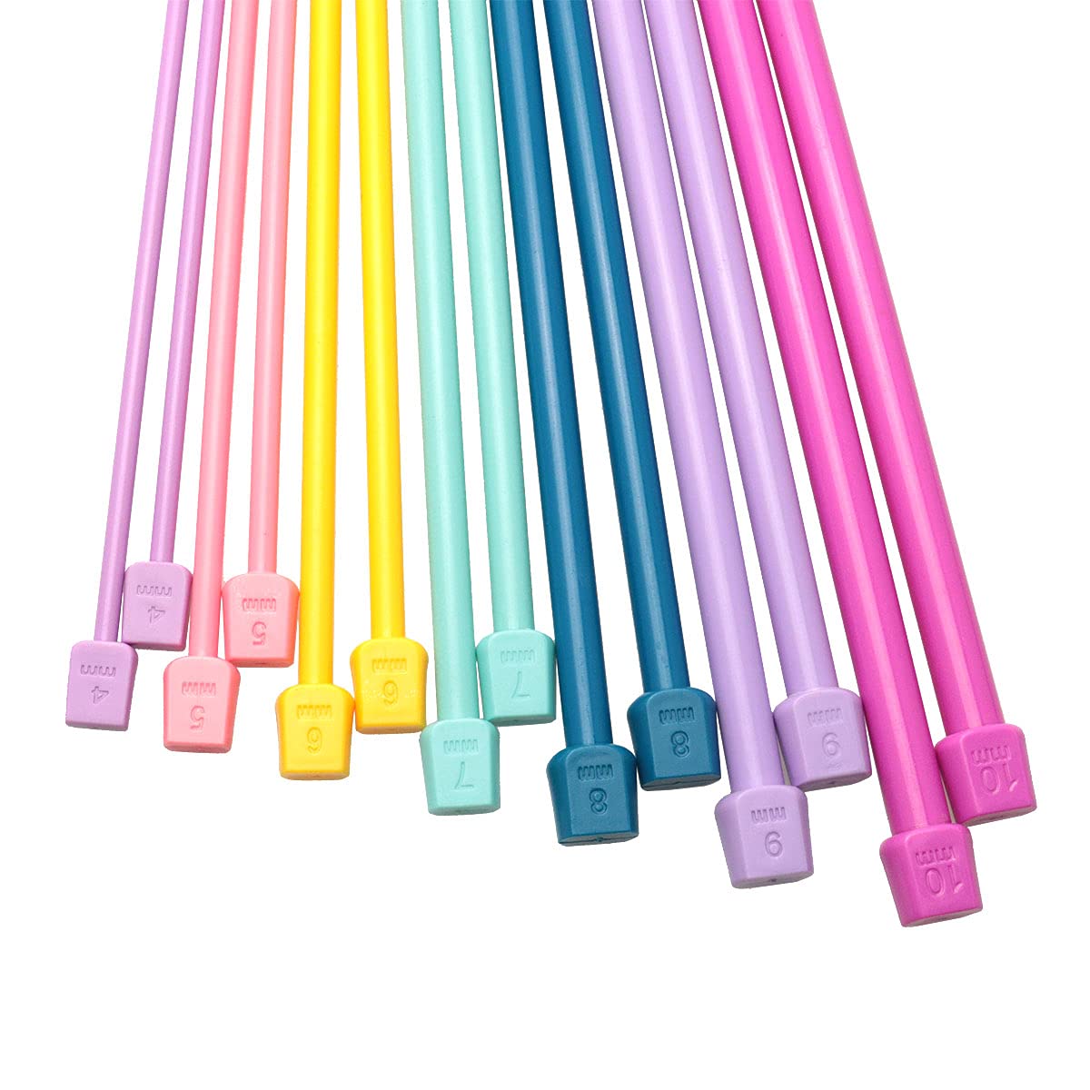 ITROLLE Knitting Needle 14PCS 4mm 5mm 6mm 7mm 8mm 9mm 10mm Colourful Single Pointed Knitting Straight Pins