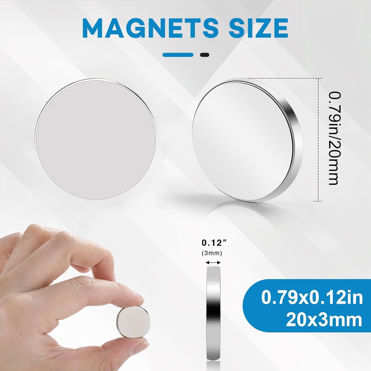 50 Pcs Small Magnets, 20x3mm Rare Earth Magnet Neodymium Disc Magnets for Crafts, DIY, Office, Dry Erase Board, STEM Measurement Kit