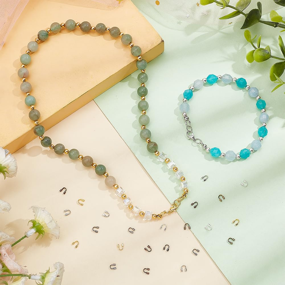 PH PandaHall 540 Pcs 6 Colors Brass Wire Guardian Wire Cable Protector U Shape Wire Guard Loops for Earring Bracelet Jewelry DIY Crafts Making