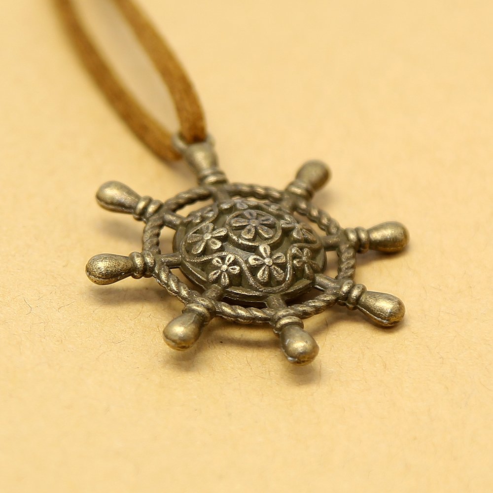 EvZ Leather Writing Journal Notebook, 7 Inches Vintage Nautical Spiral Blank String Diary Notepad Sketchbook Travel to Write in, Unlined Paper, Retro Pendants, Classic Embossed, Sky Blue