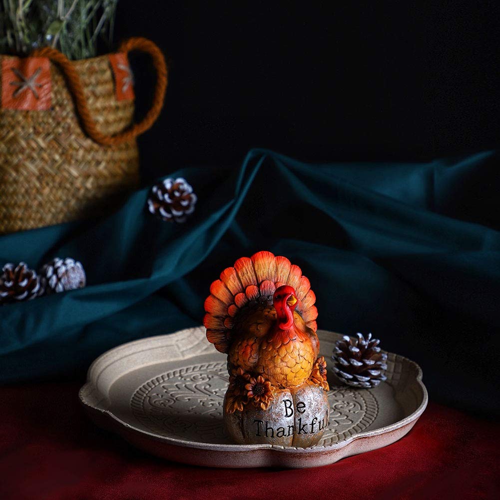 MorTime Thanksgiving Decorations Hand-Painted Turkey Pumpkin, Tabletop Turkey Fall Autumn Decor for Living Room Bedroom Kitchen Thanksgiving Harvest Day