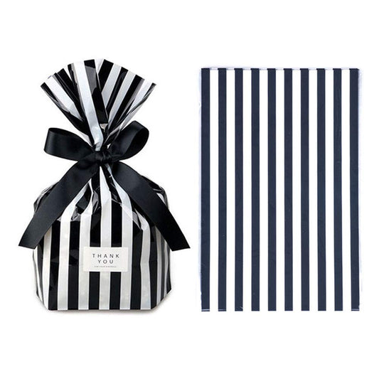 We Moment Black Stripe Clear Cello Bags Candy plastic favor cellophane treat Bags,Pack of 50