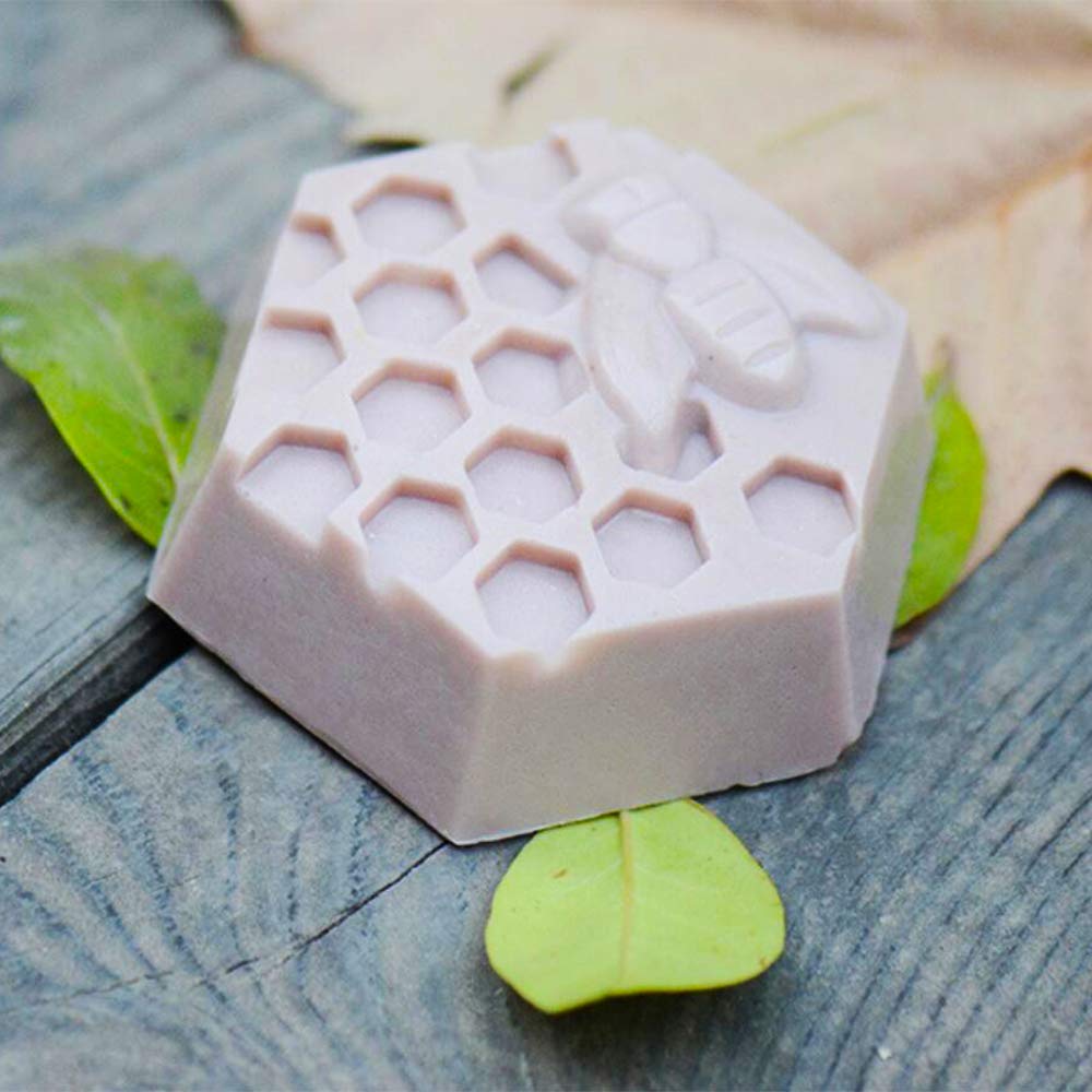 SAKOLLA 2 Pack Honeycomb Soap Molds, Honey Silicone Molds for Handmade Soap, Lotion Bars, Wax Melts, Beeswax